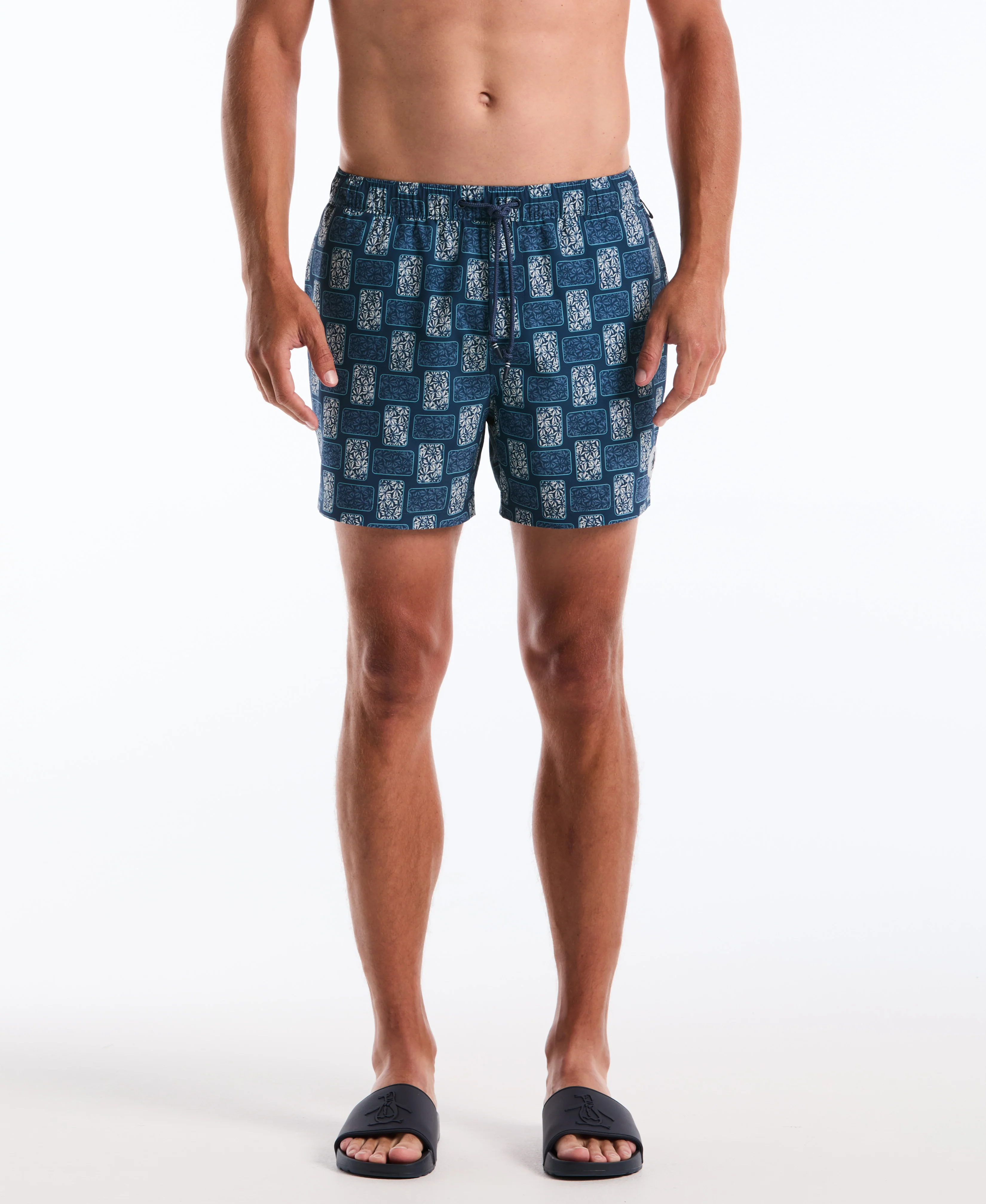 5" Flower Block Print Swim Short - Image 3