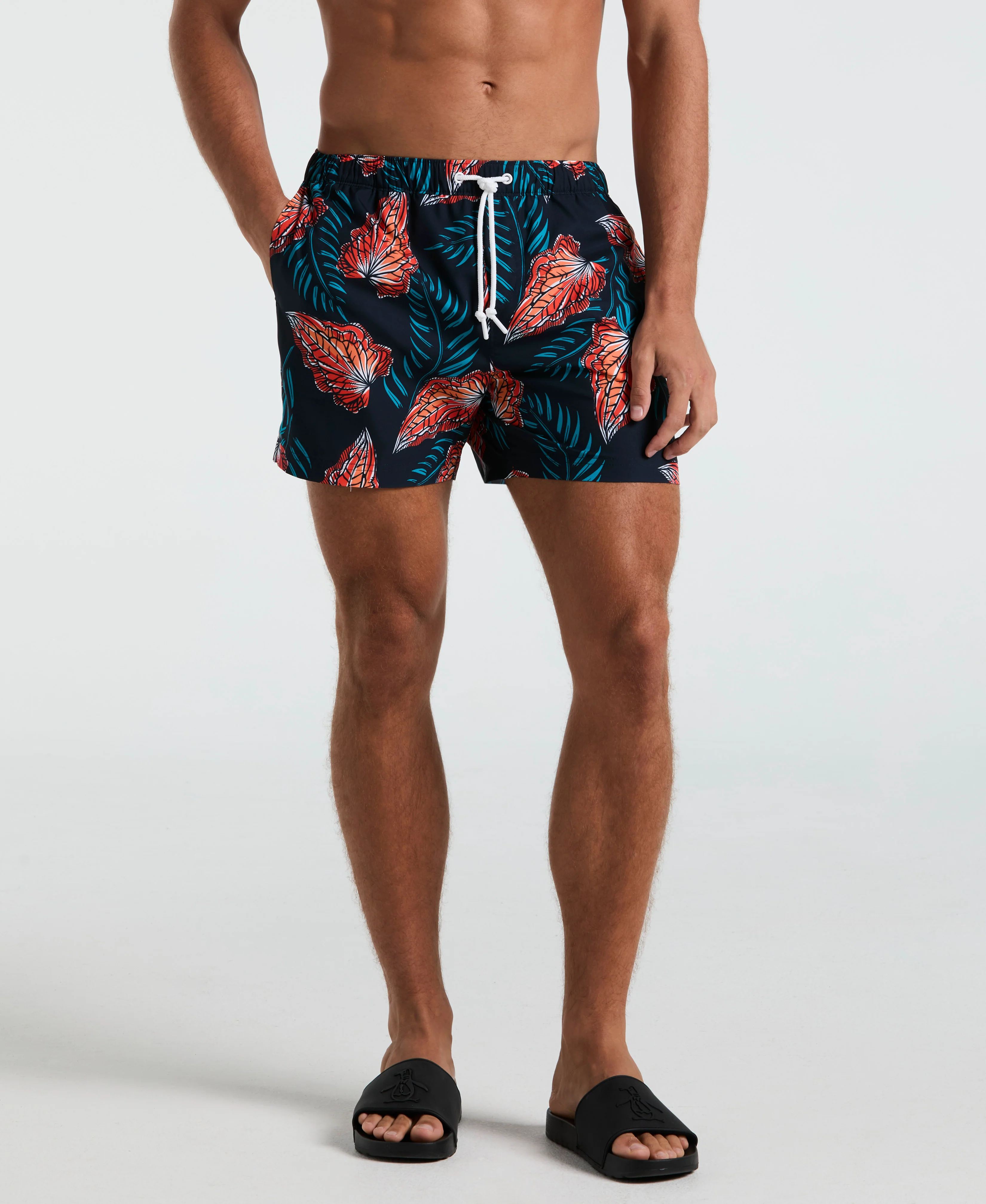 5" All-Over Leaves Print Swim Short - Image 3