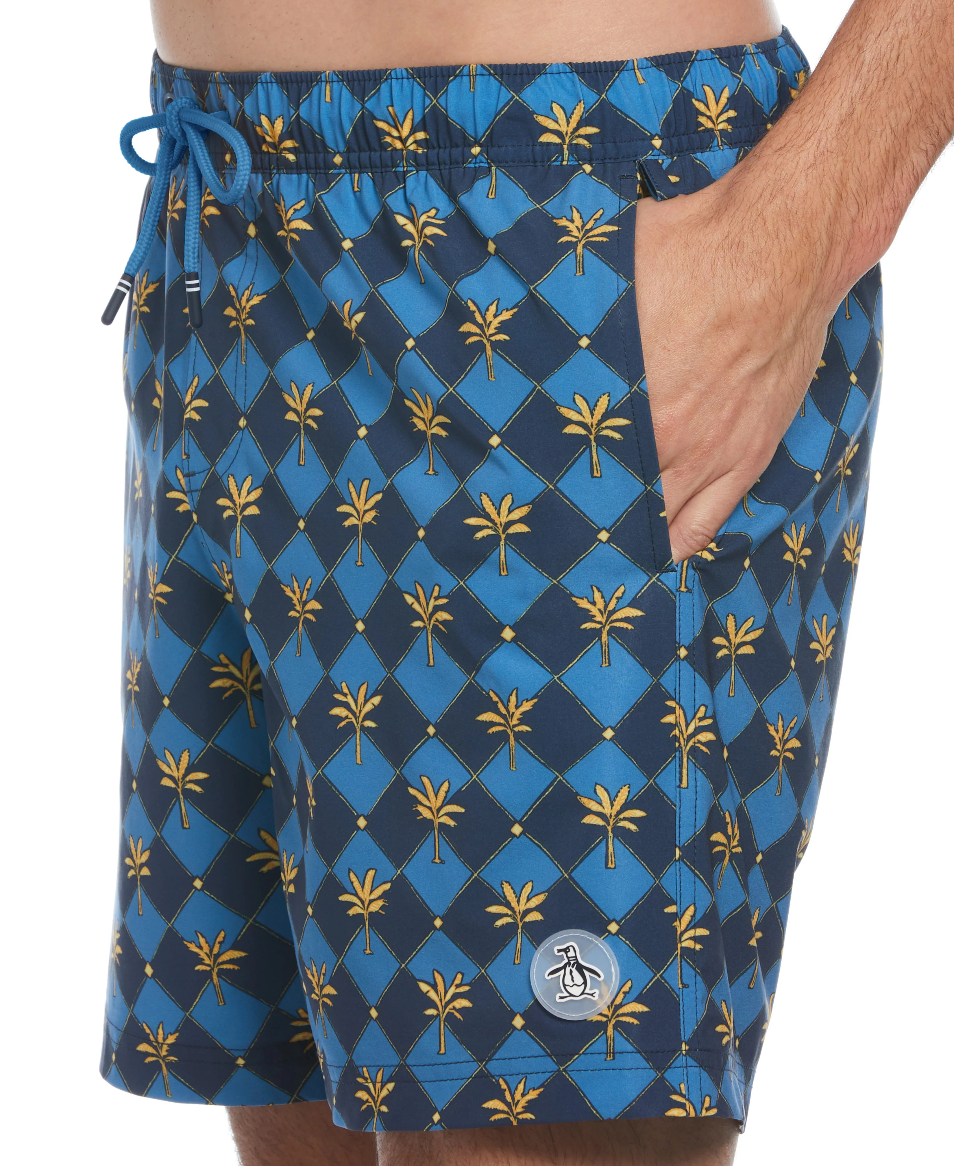 6" All-Over Palm Tiles Swim Short - Image 3