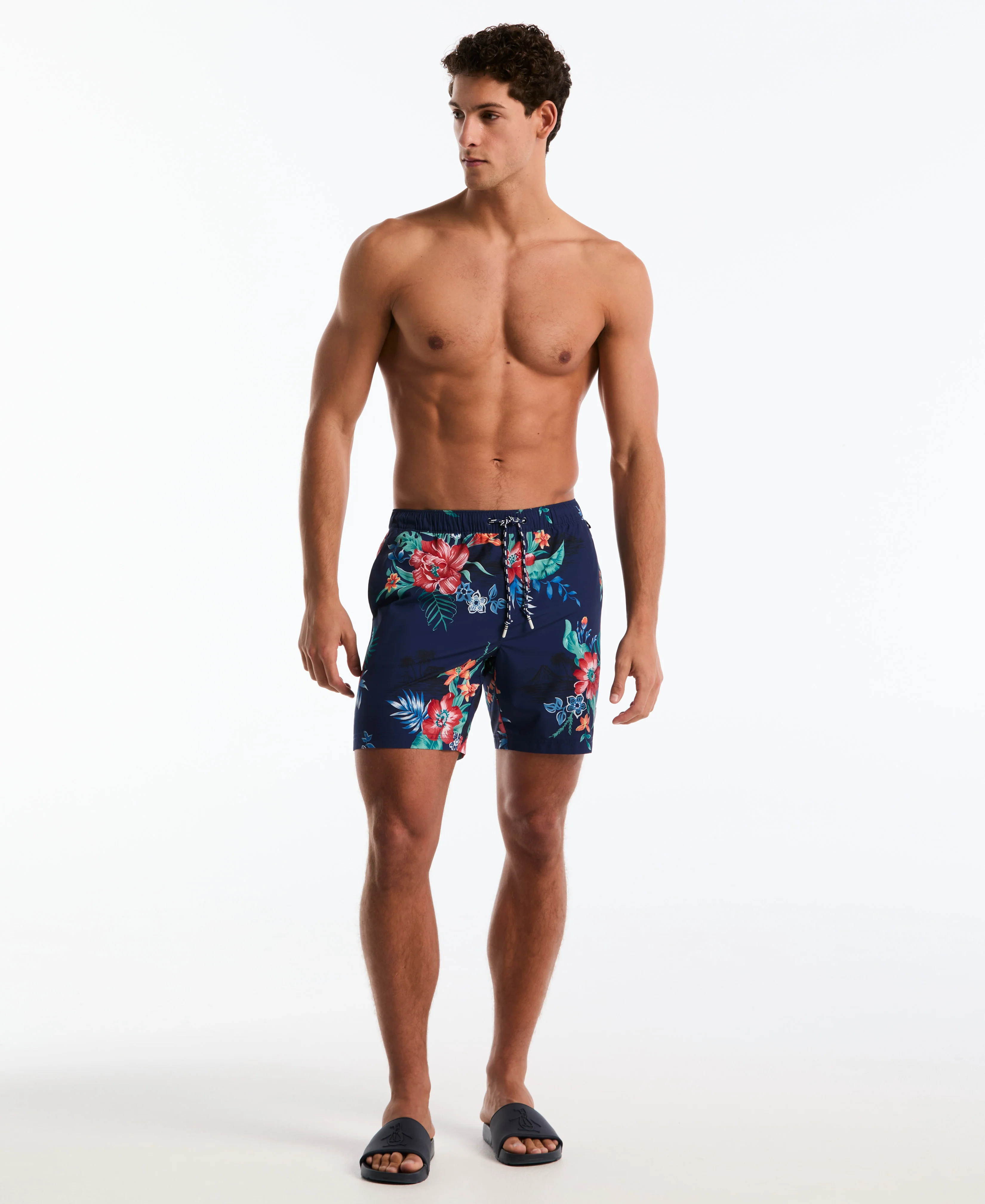 7" Hawaiian Print Volley Swim Short