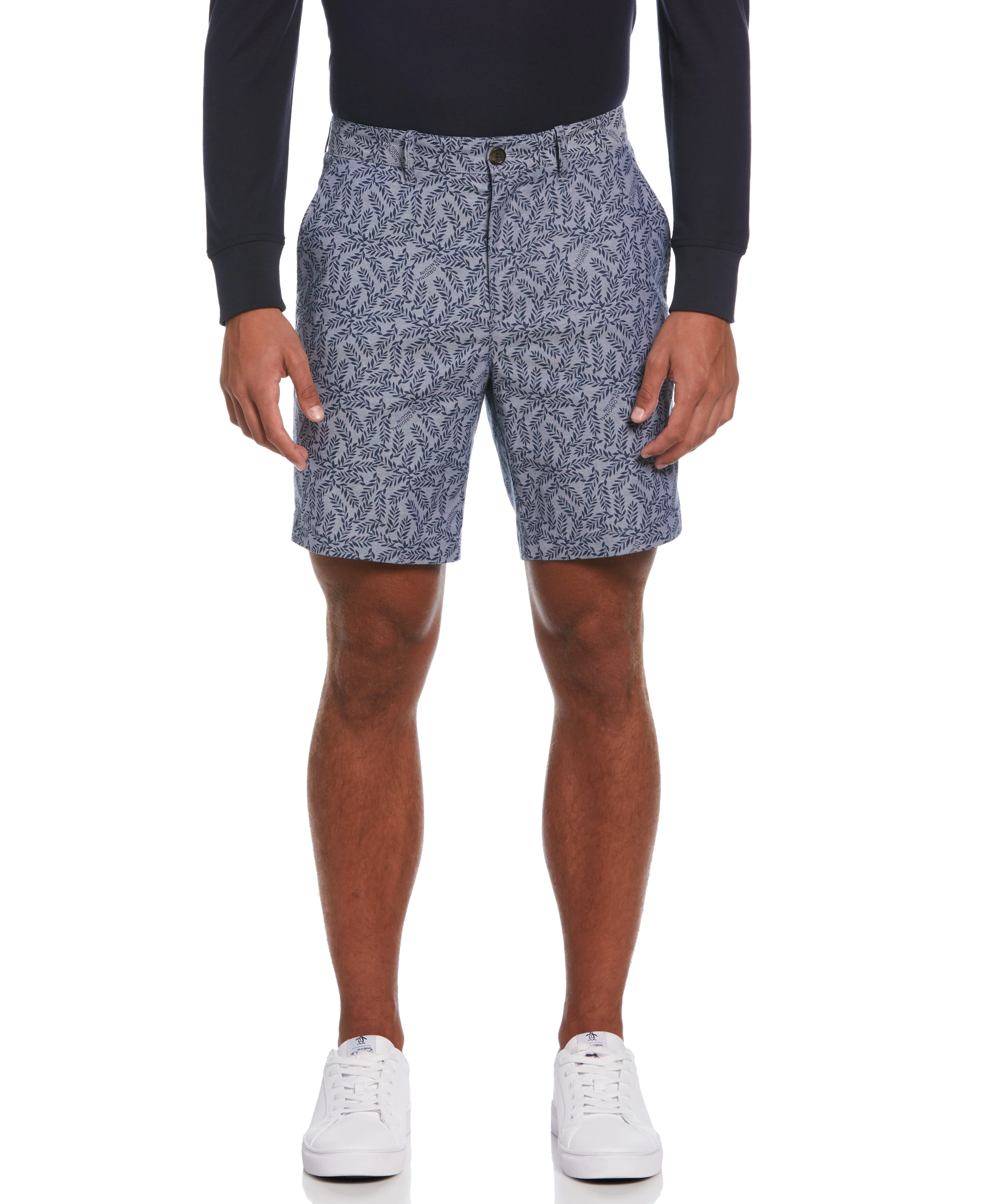 8" Leaf Print Oxford Short