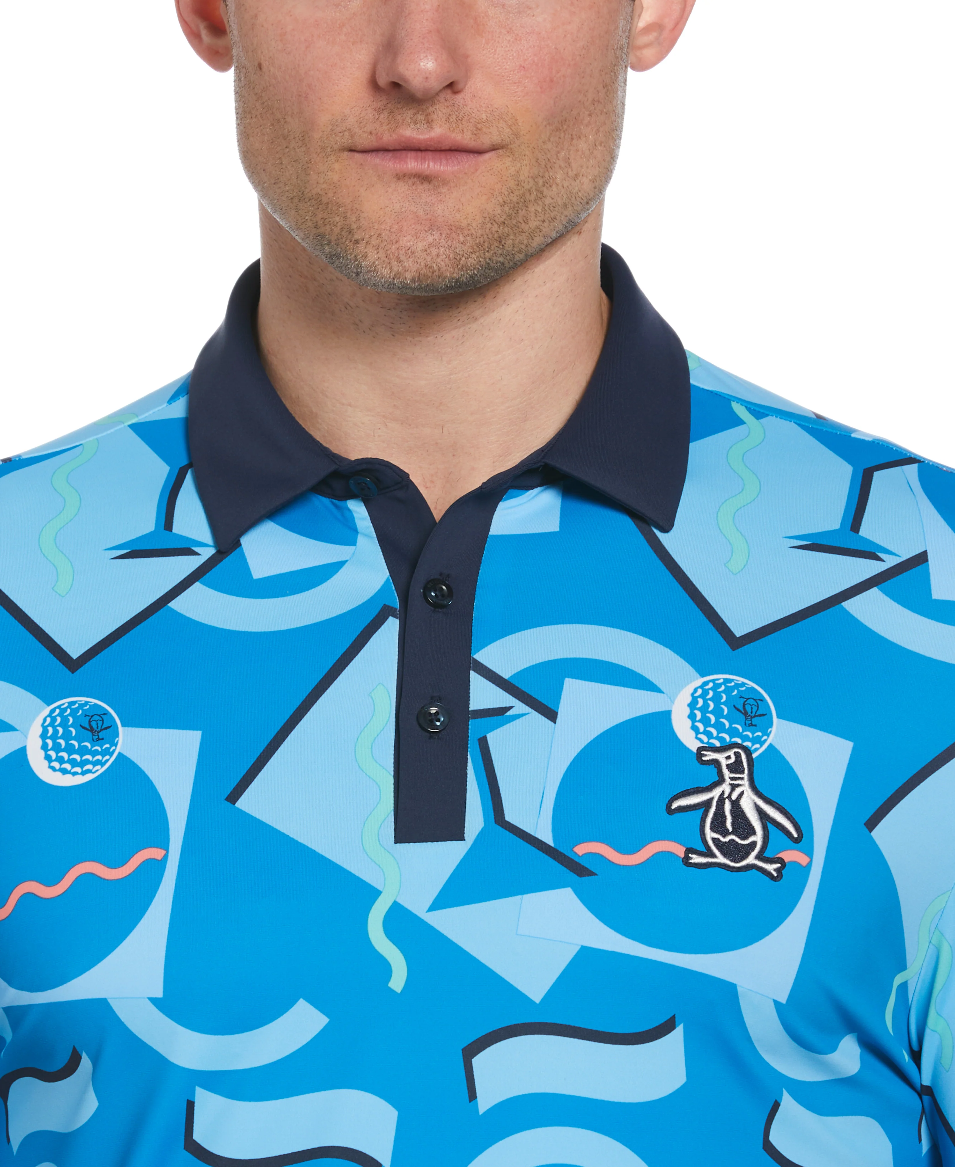 Abstract 80's Print Golf Polo - Image 3