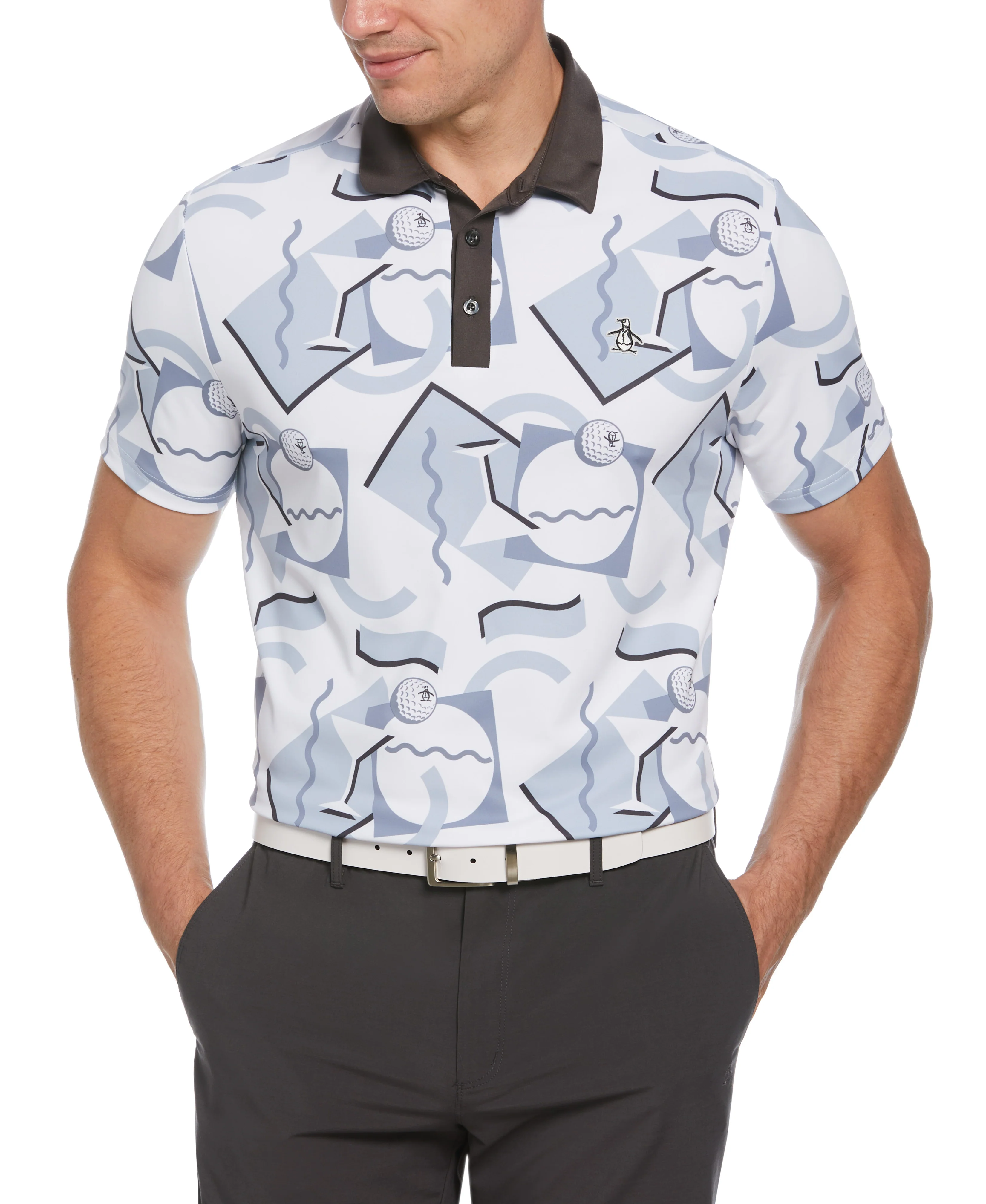 Abstract 80's Print Golf Polo - Image 4