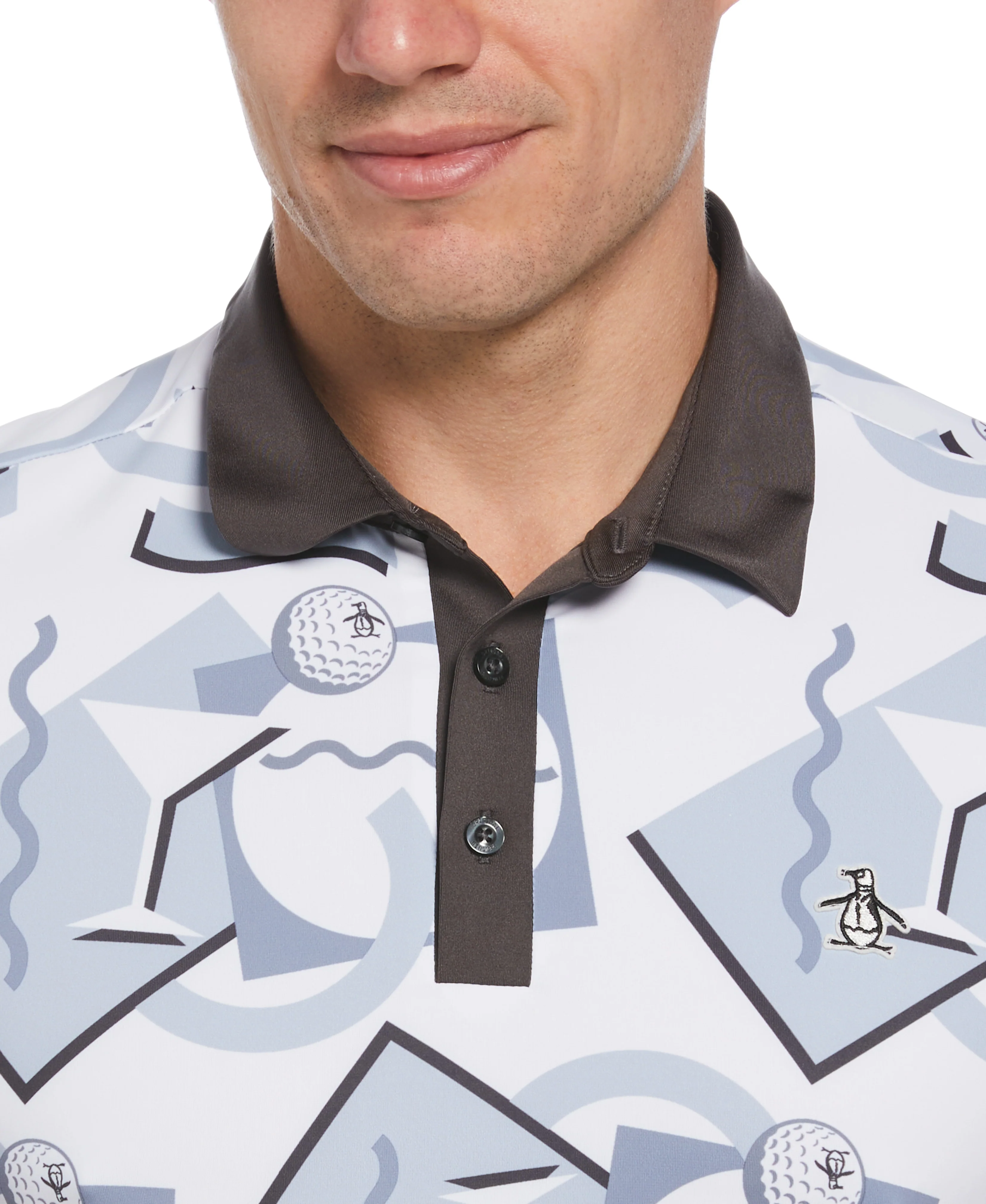 Abstract 80's Print Golf Polo - Image 5