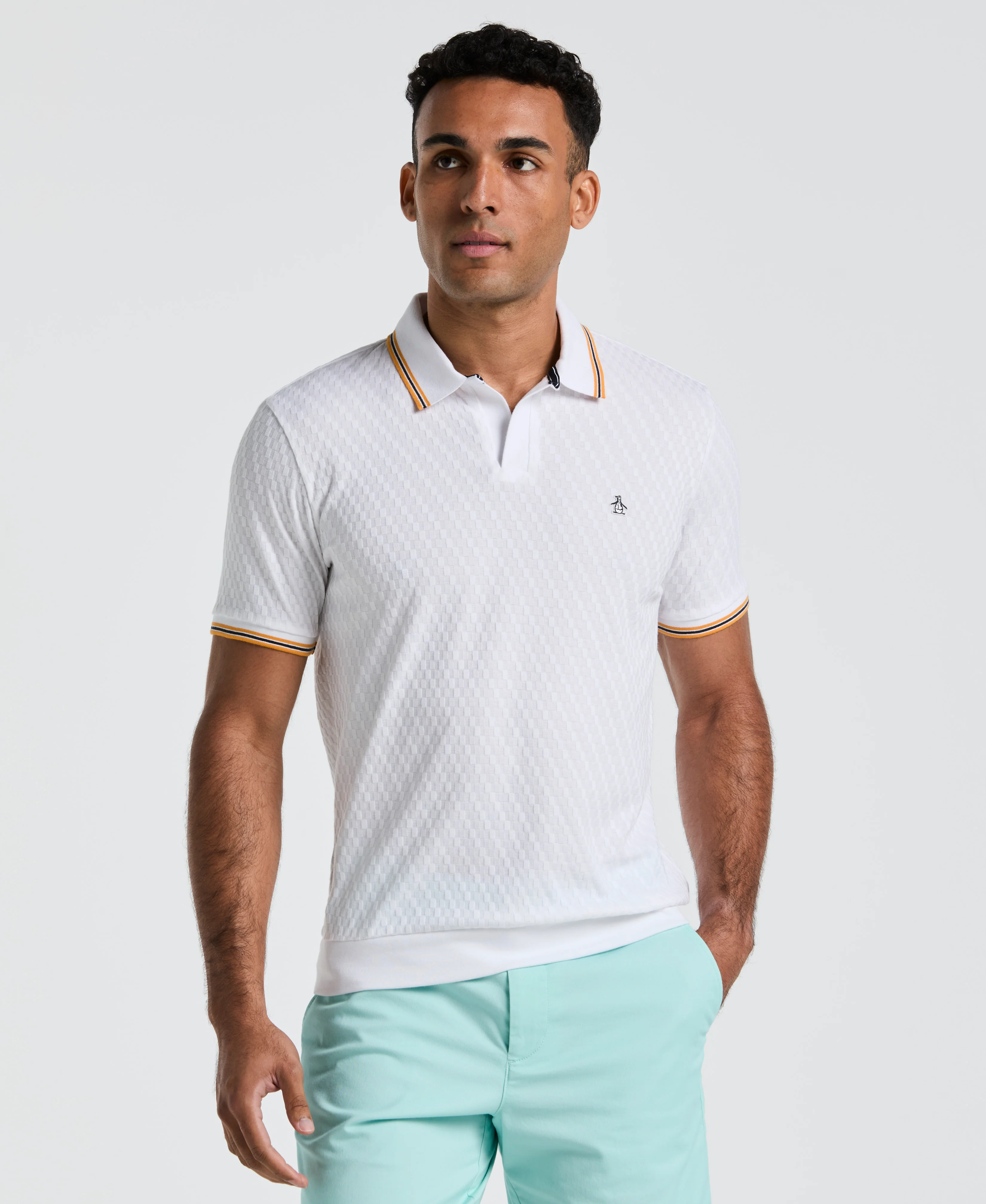 All-Over Jacquard Johnny Collar Polo