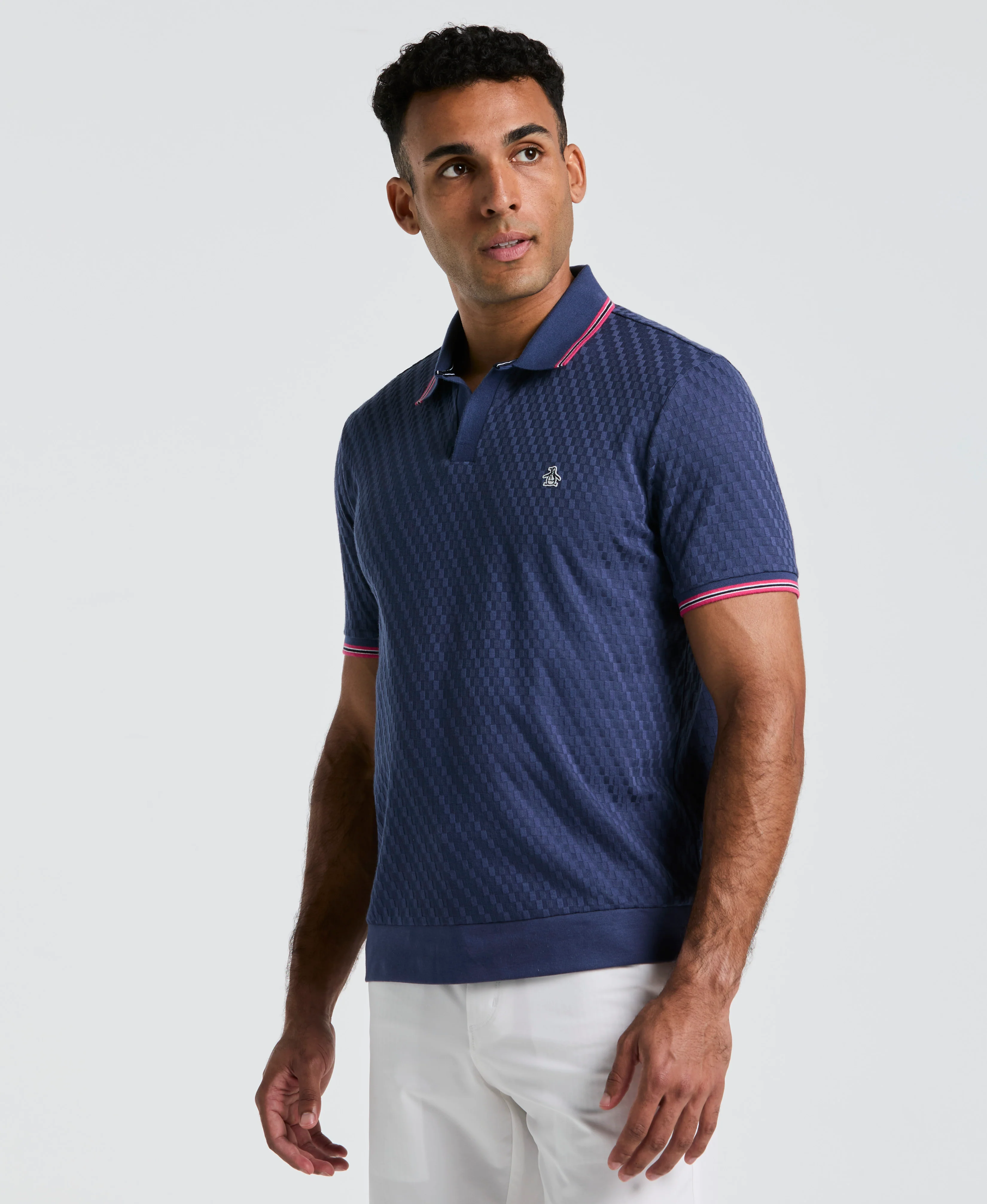 All-Over Jacquard Johnny Collar Polo - Image 5