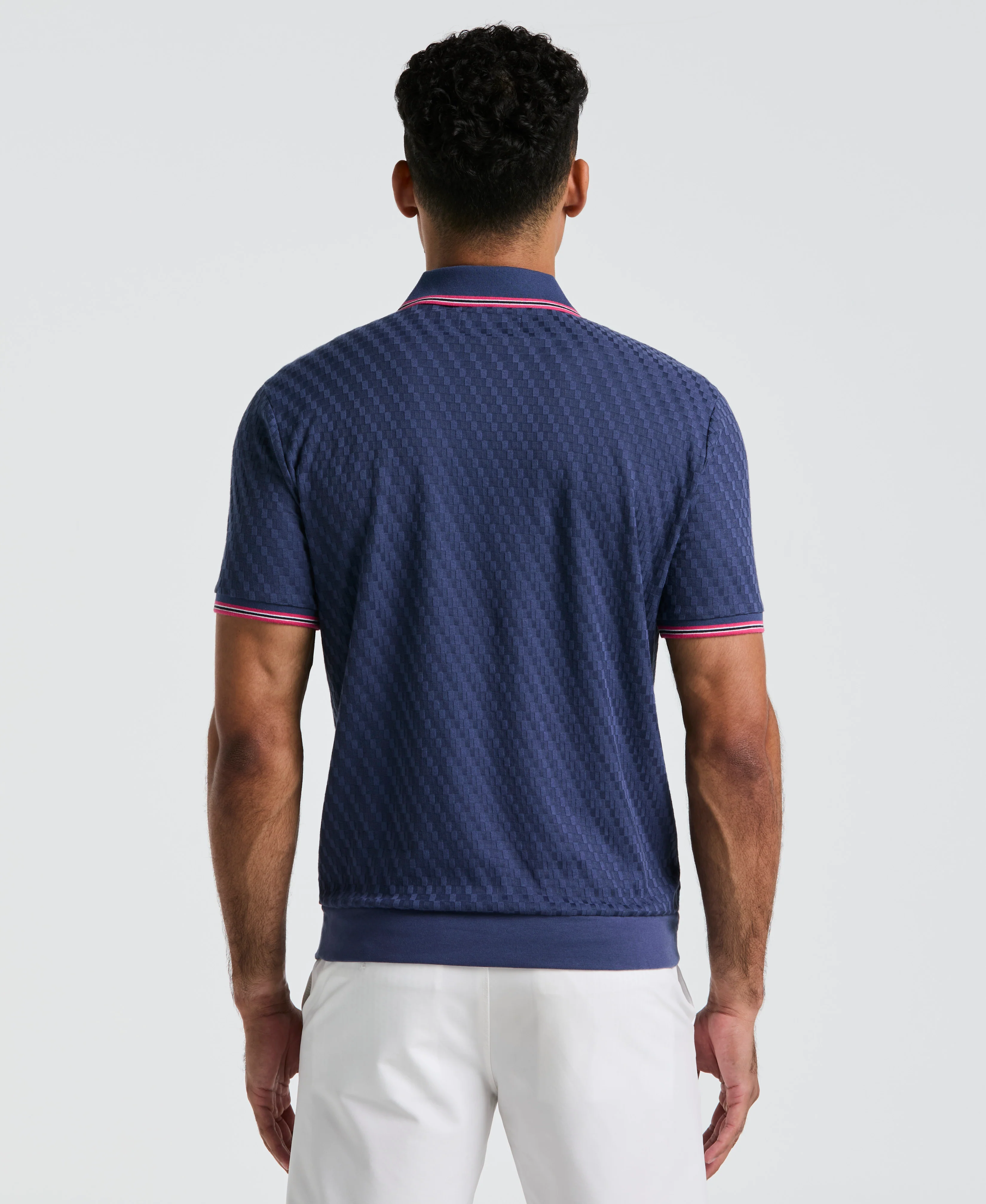 All-Over Jacquard Johnny Collar Polo - Image 6