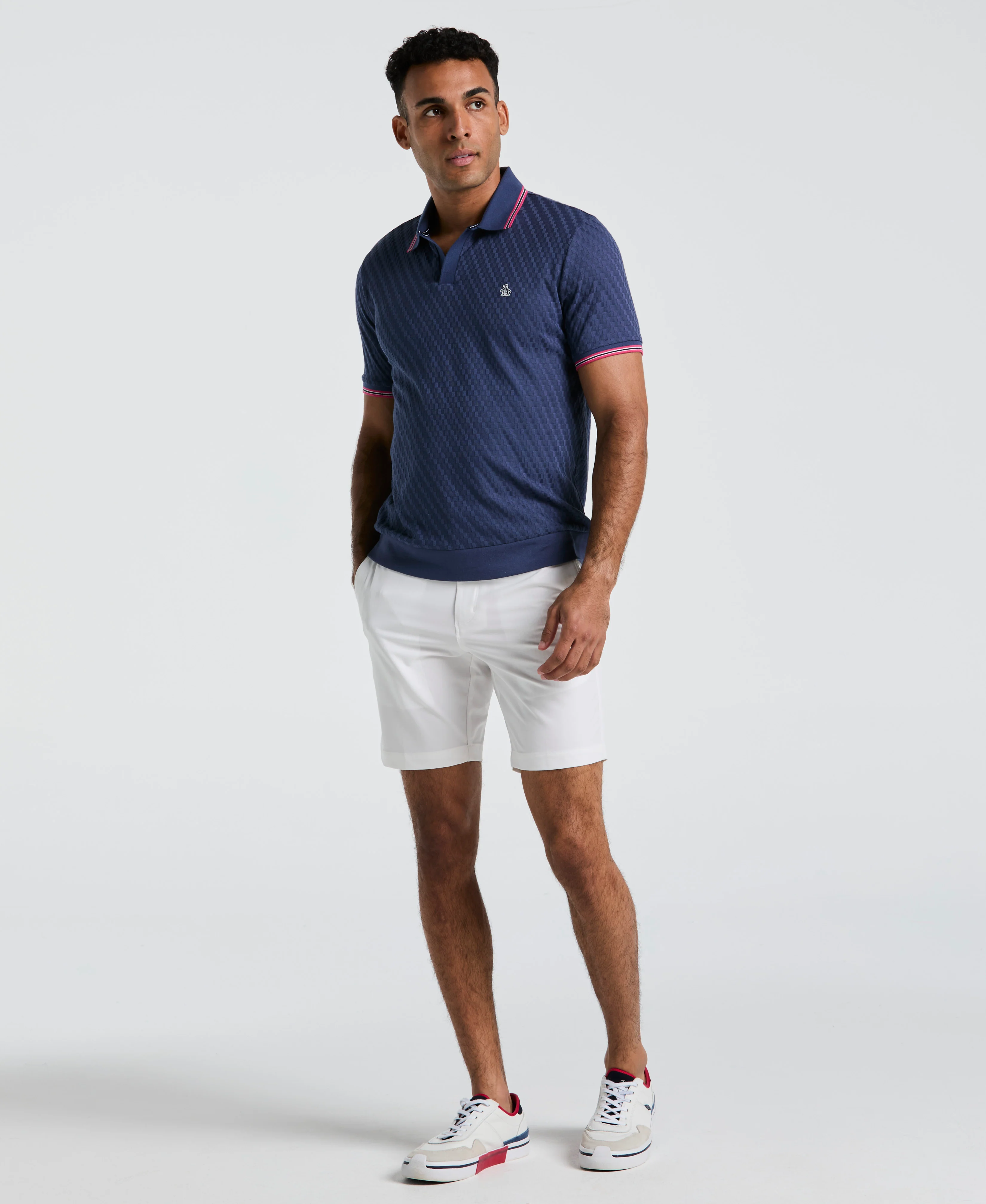 All-Over Jacquard Johnny Collar Polo - Image 8