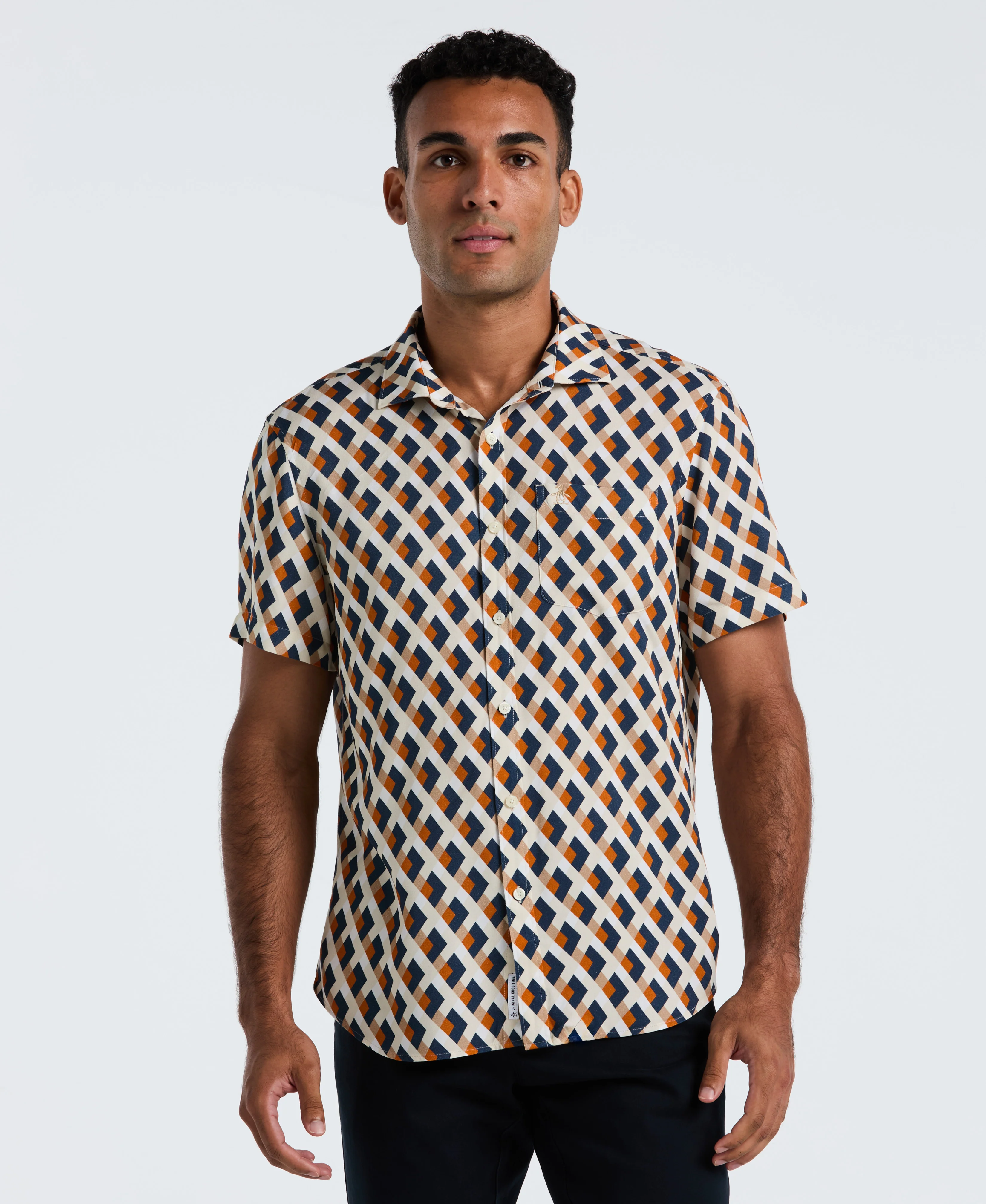 All-Over Print Geo Button-Up Shirt