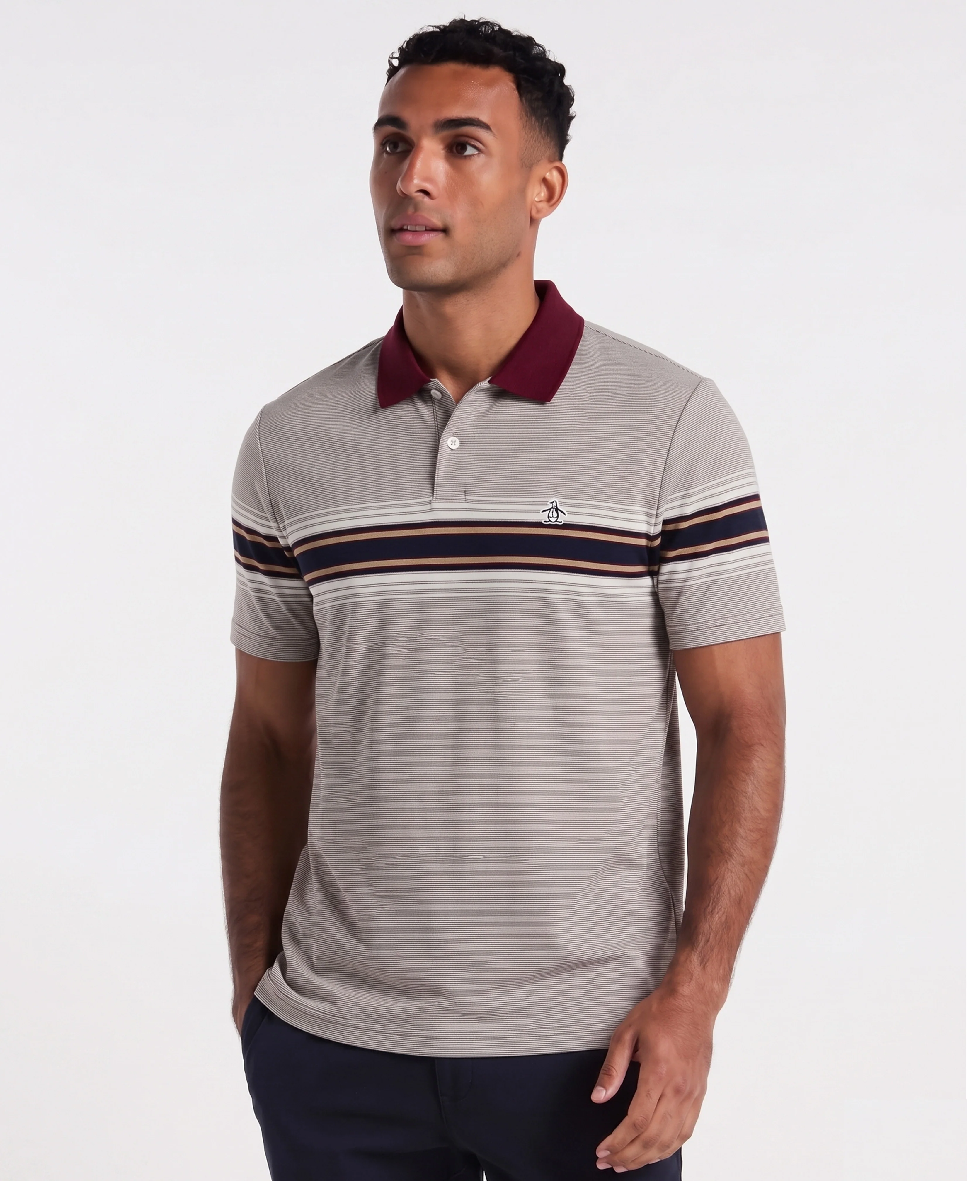 Pique Engineered Stripe Polo
