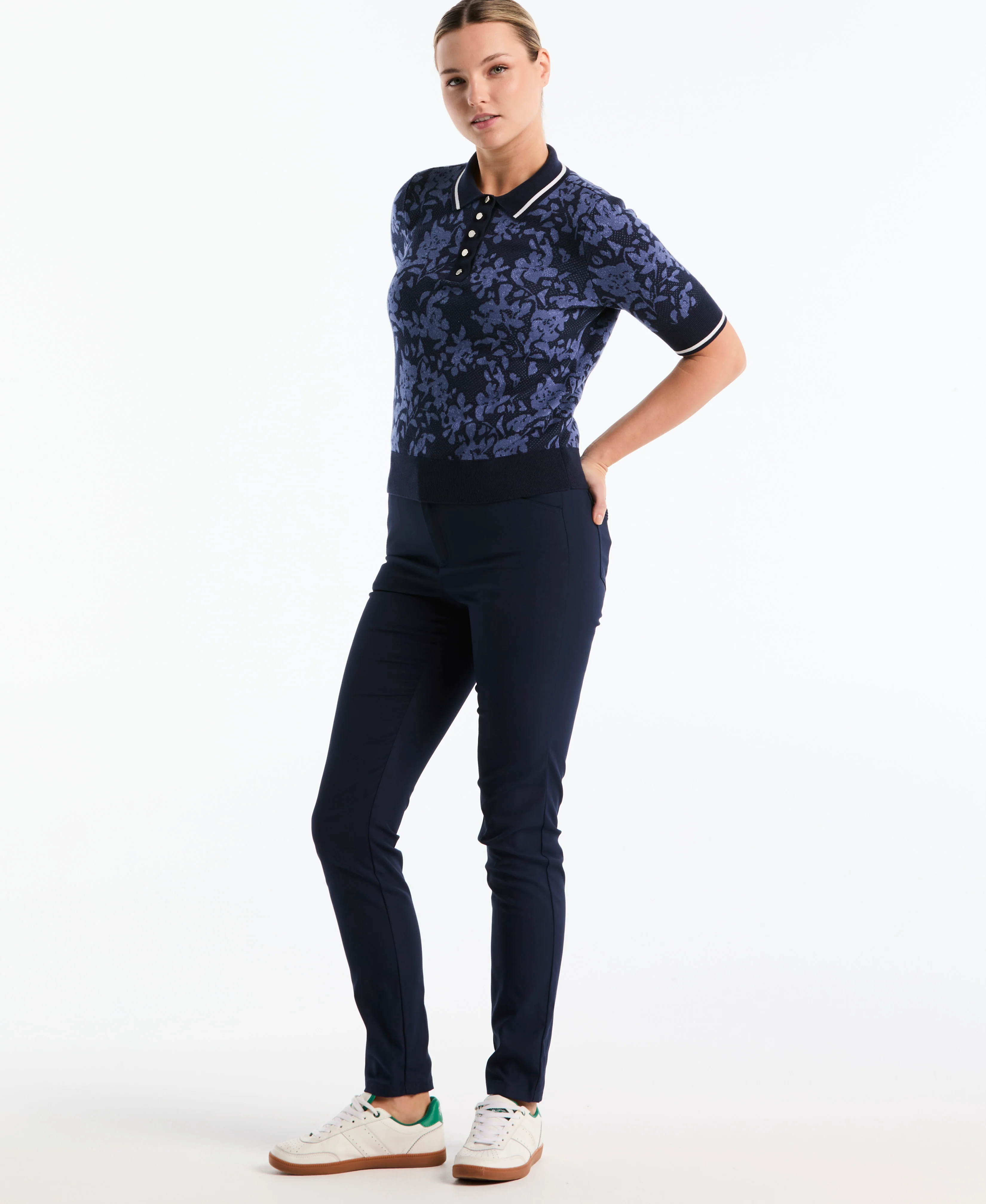 Women's Botanical Jacquard Golf Sweater Polo - Image 3