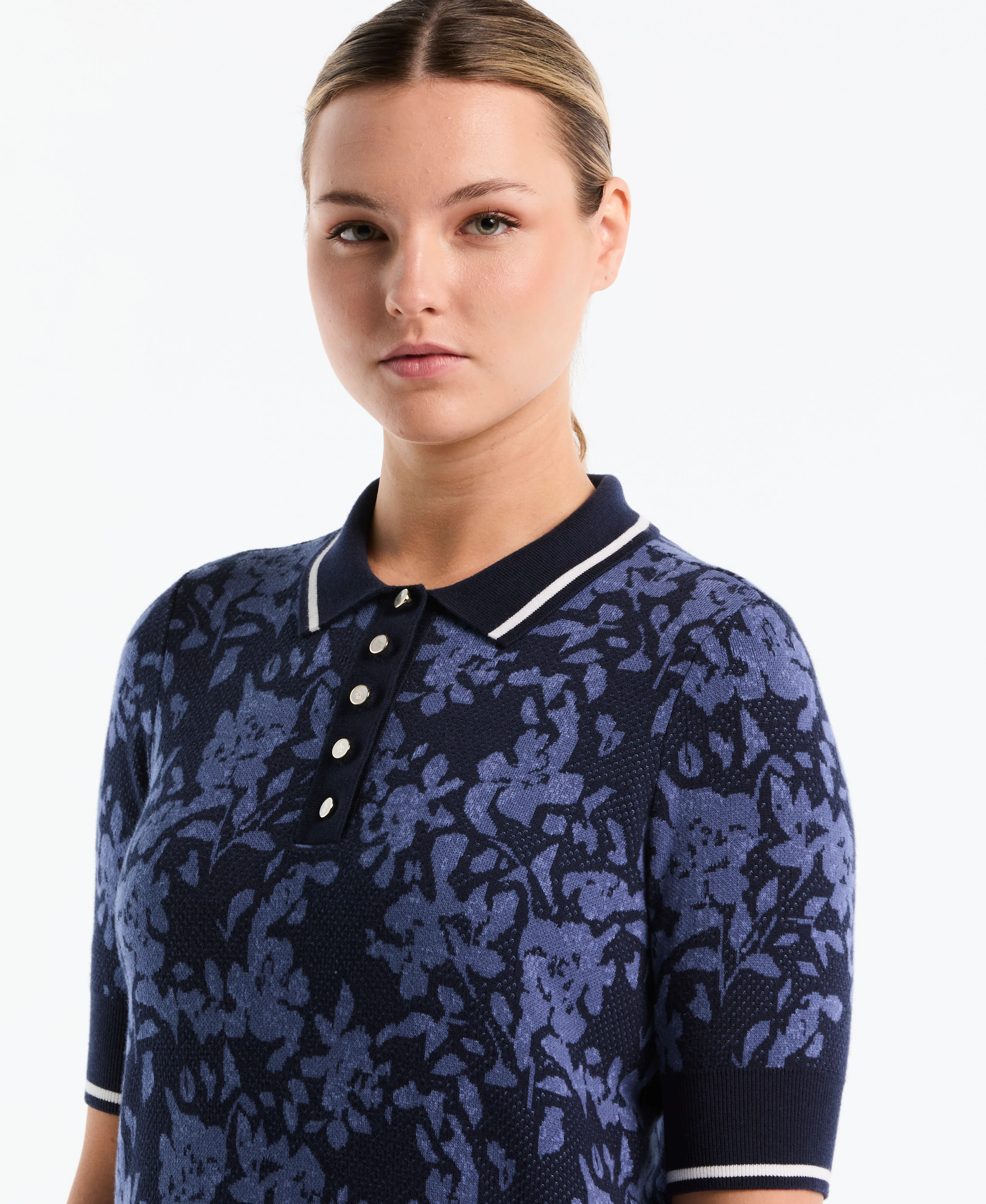 Women's Botanical Jacquard Golf Sweater Polo - Image 4