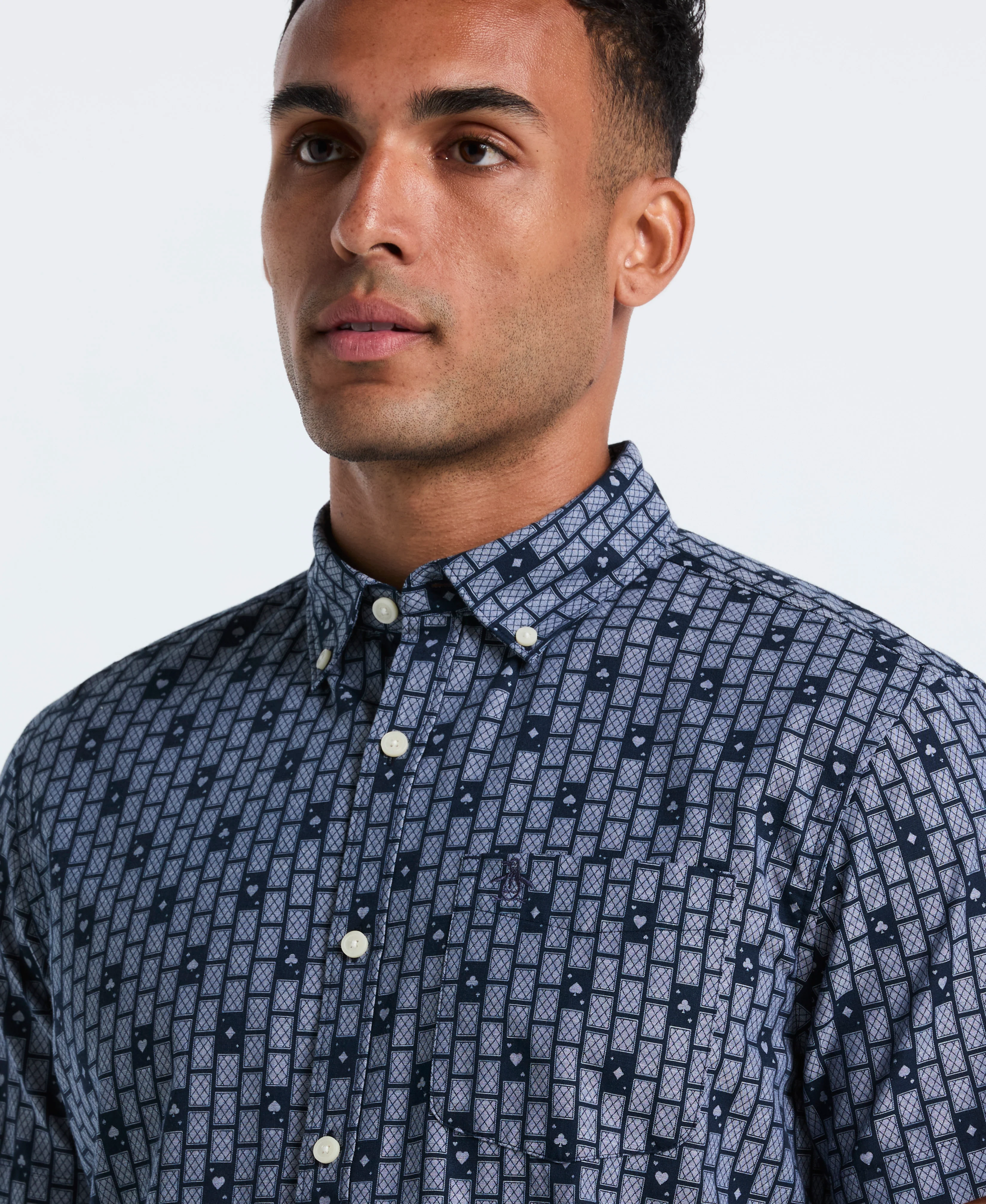 Cards Print Chambray Shirt - Image 7