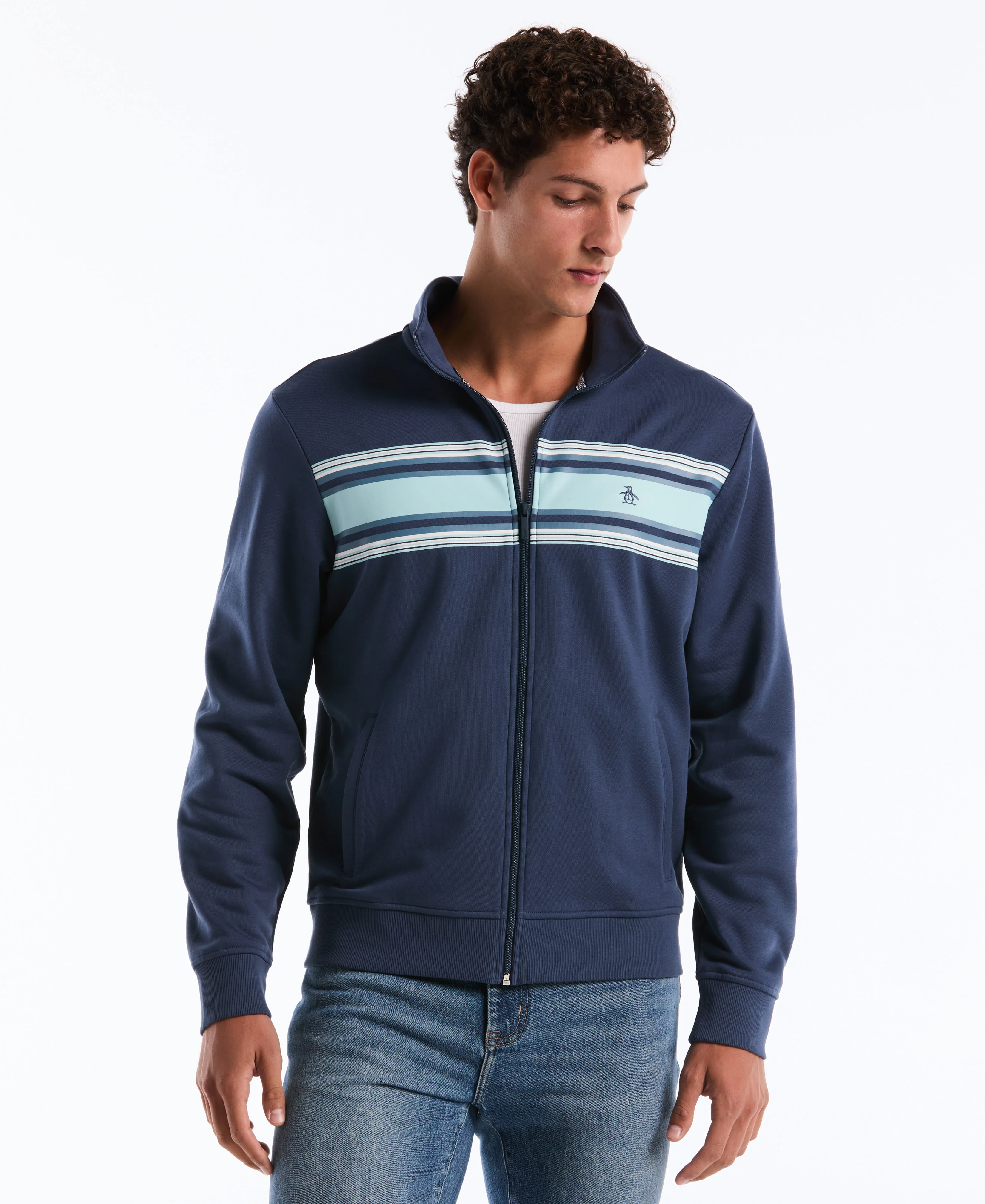 Chest Striped Fleece Track Jacket