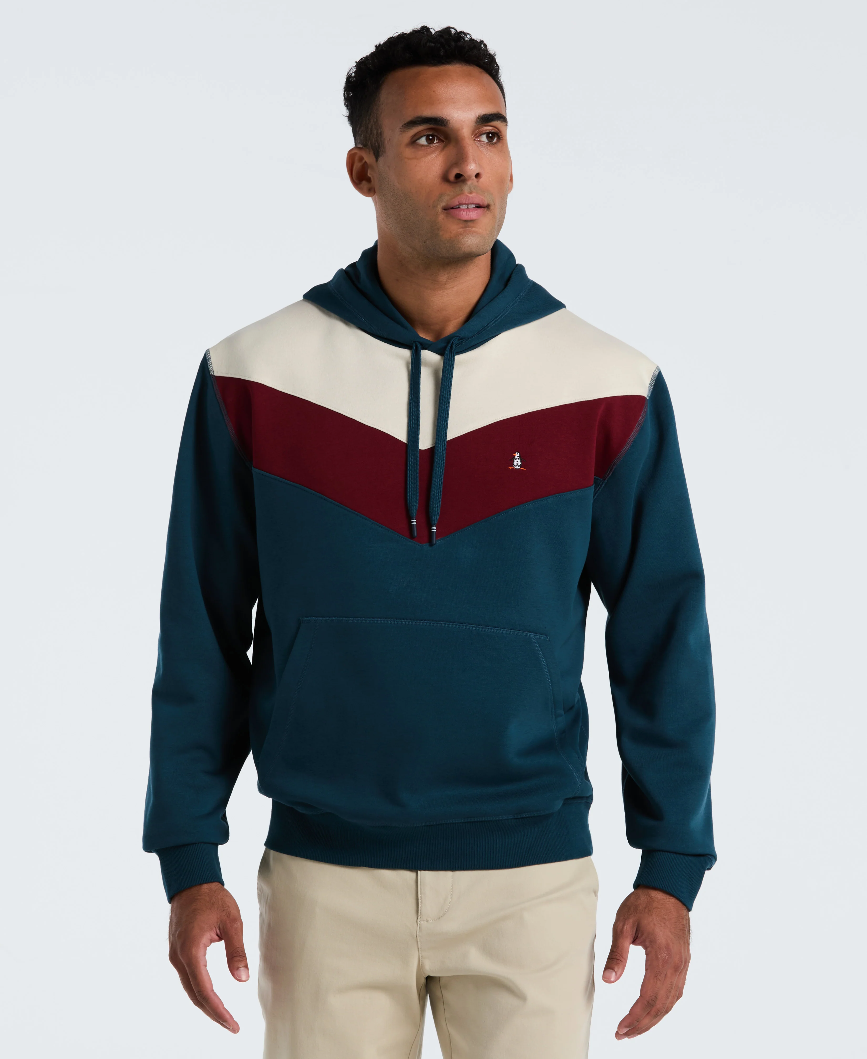 Chevron Color Block Fleece Hoodie - Image 5