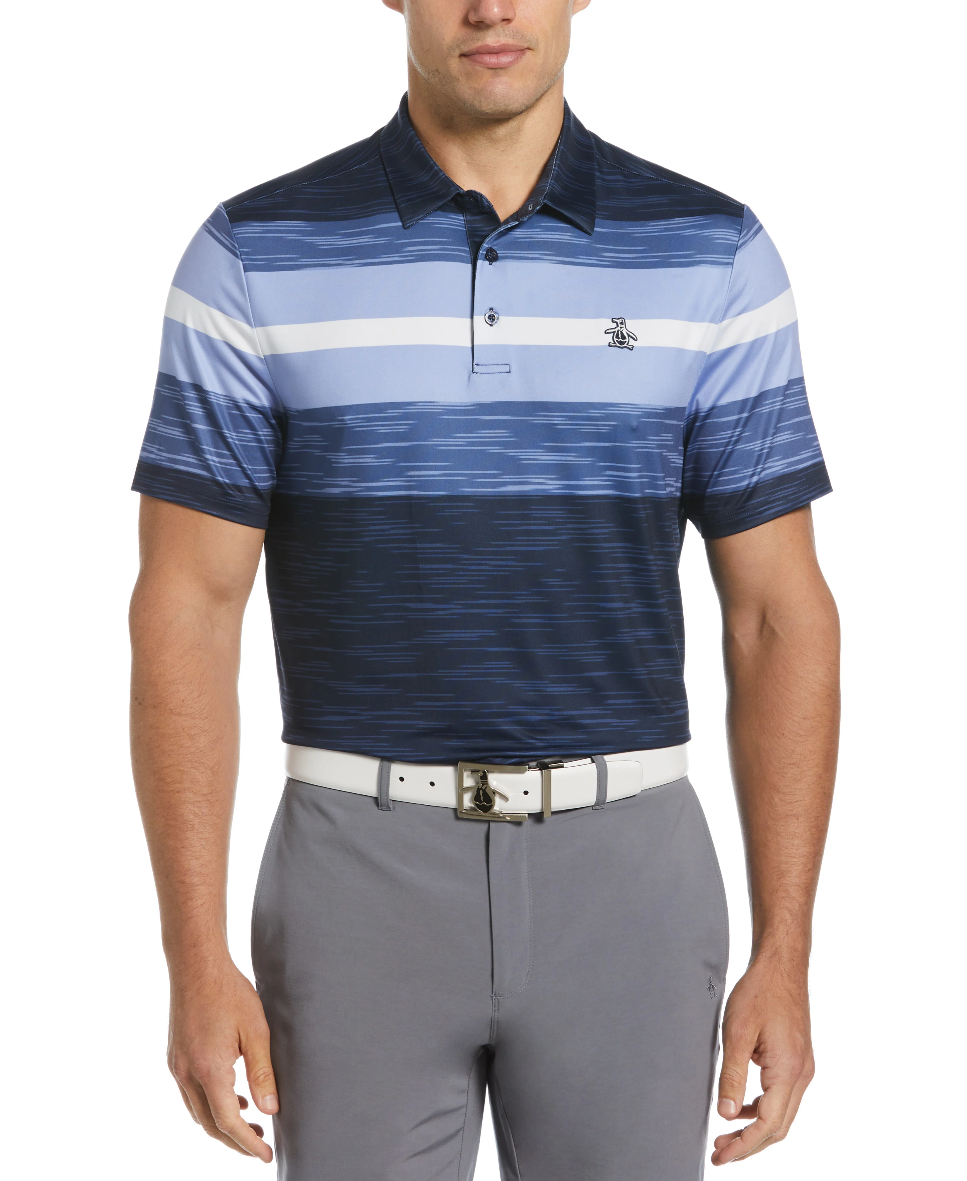 Color Block Marl Stripe Golf Polo - Image 4
