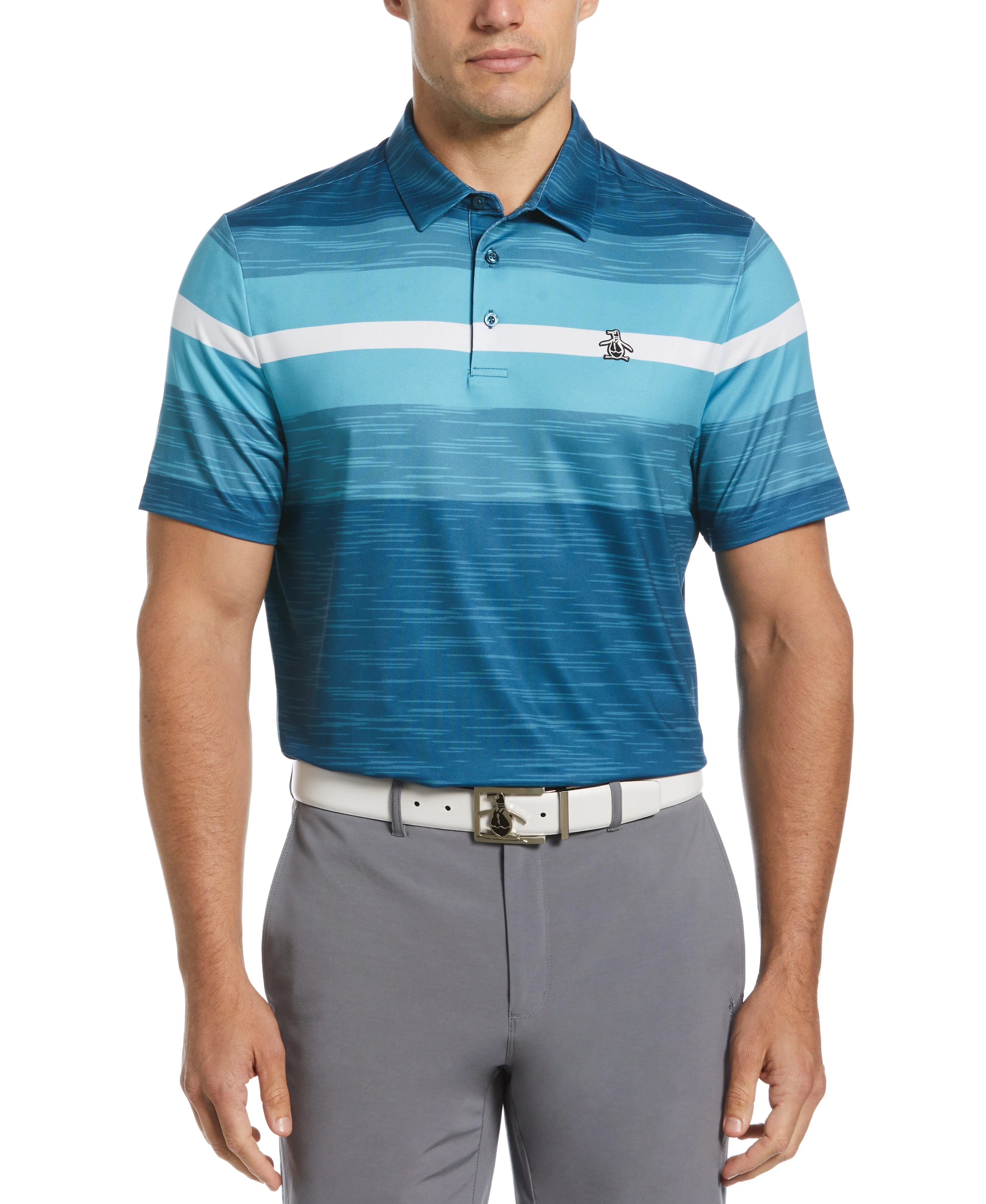 Color Block Marl Stripe Golf Polo - Image 7