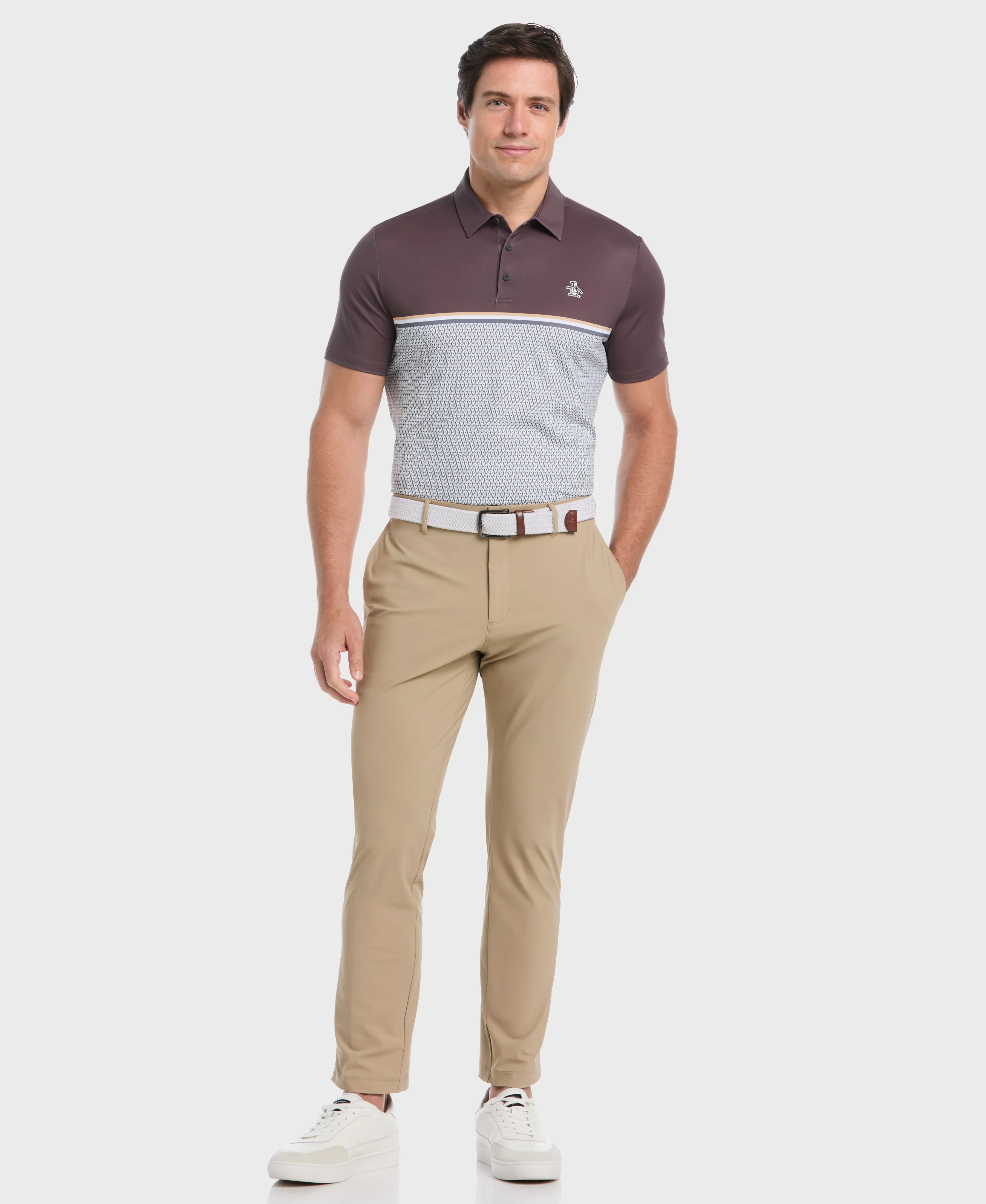 Color Block "P" Print Golf Polo - Image 4