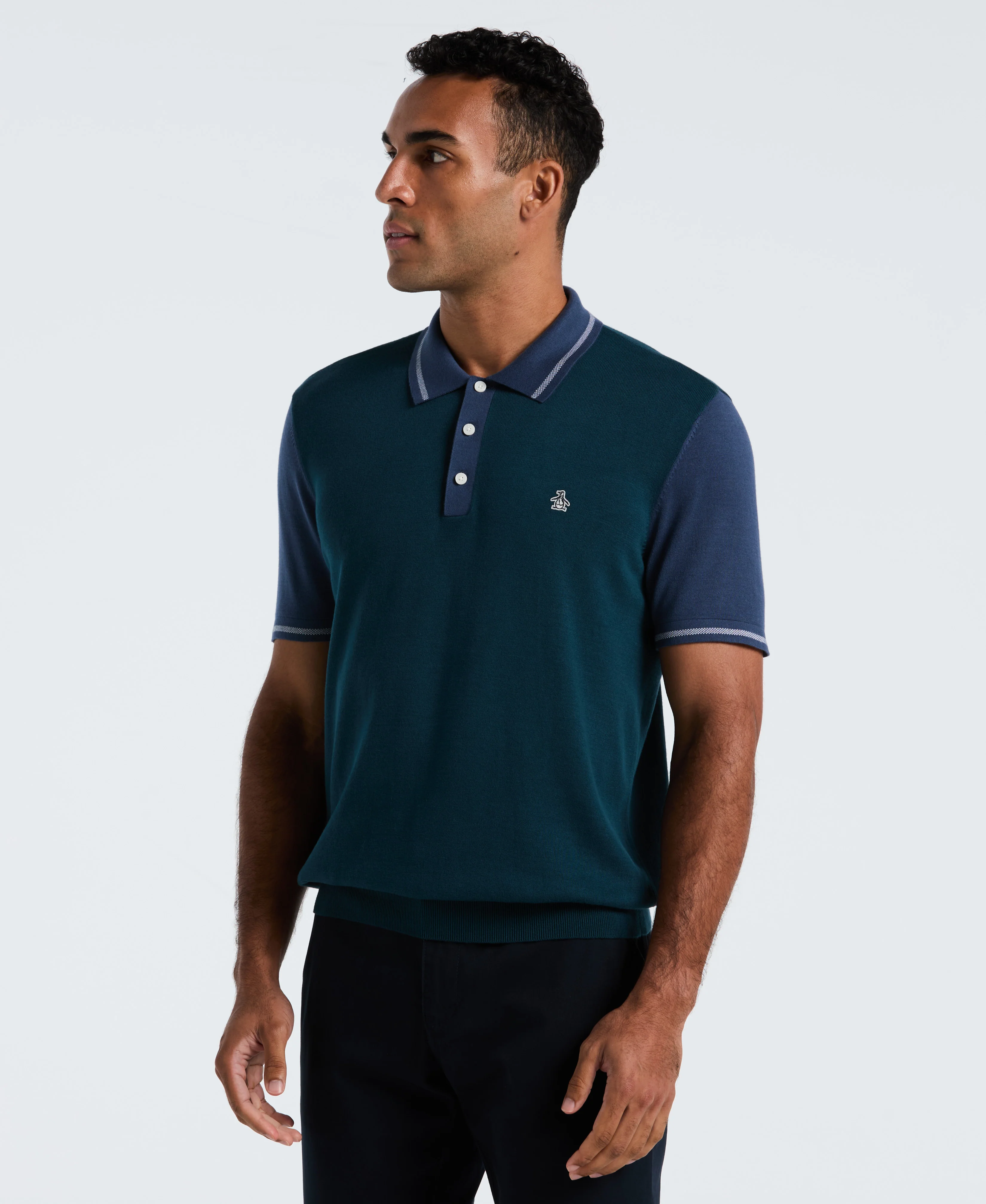 Cotton Colorblock Sweater Polo