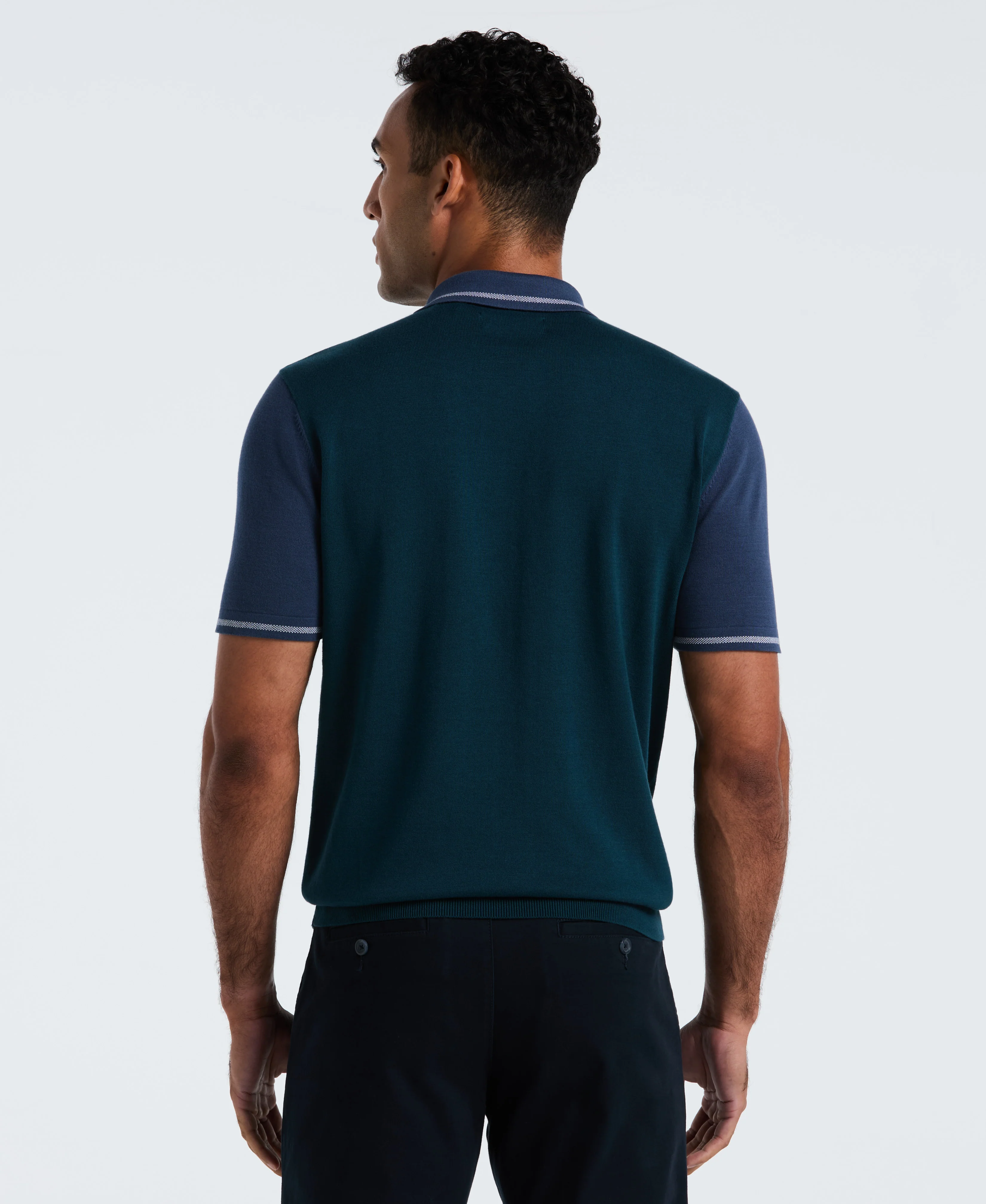 Cotton Colorblock Sweater Polo - Image 2