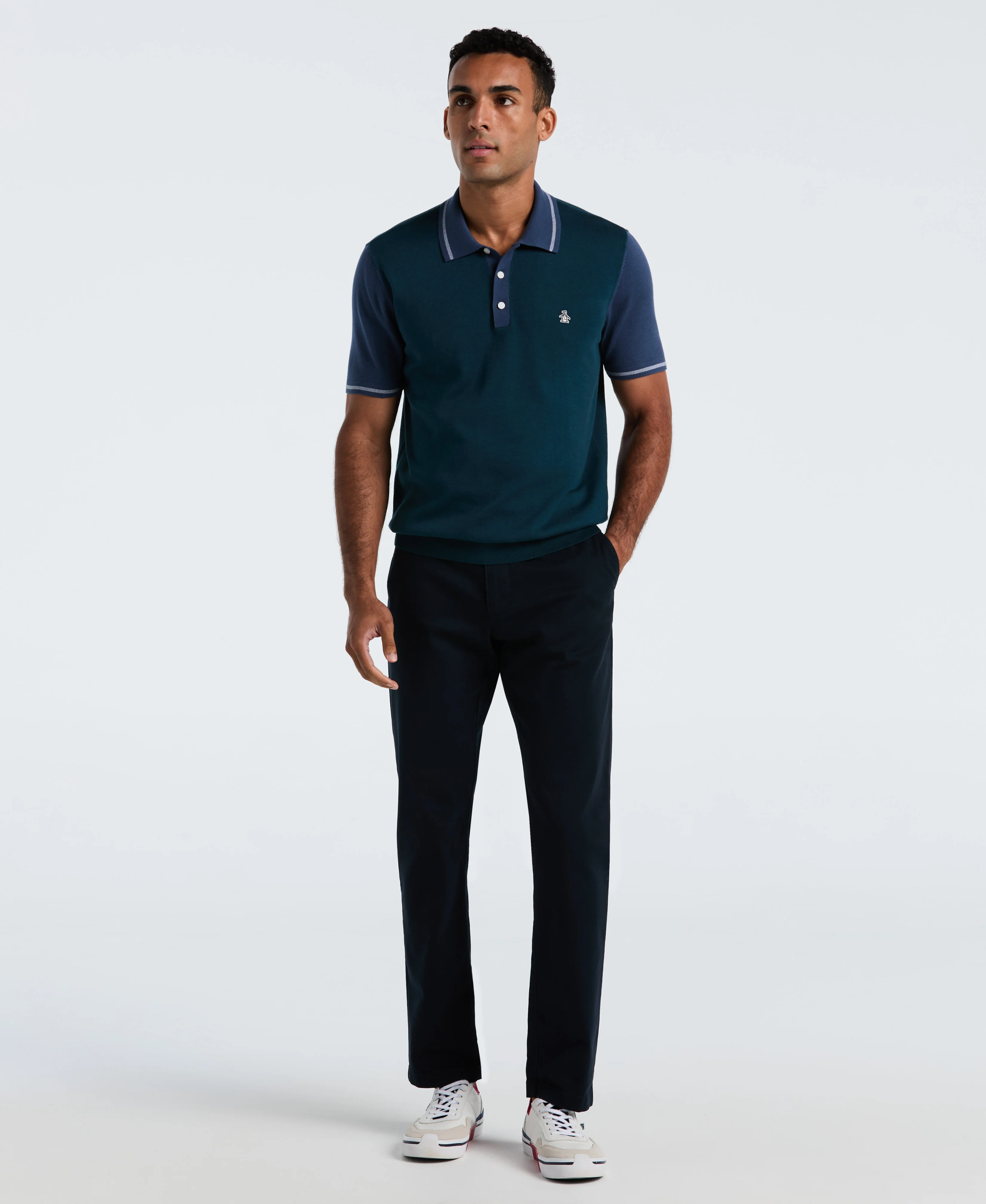 Cotton Colorblock Sweater Polo - Image 4