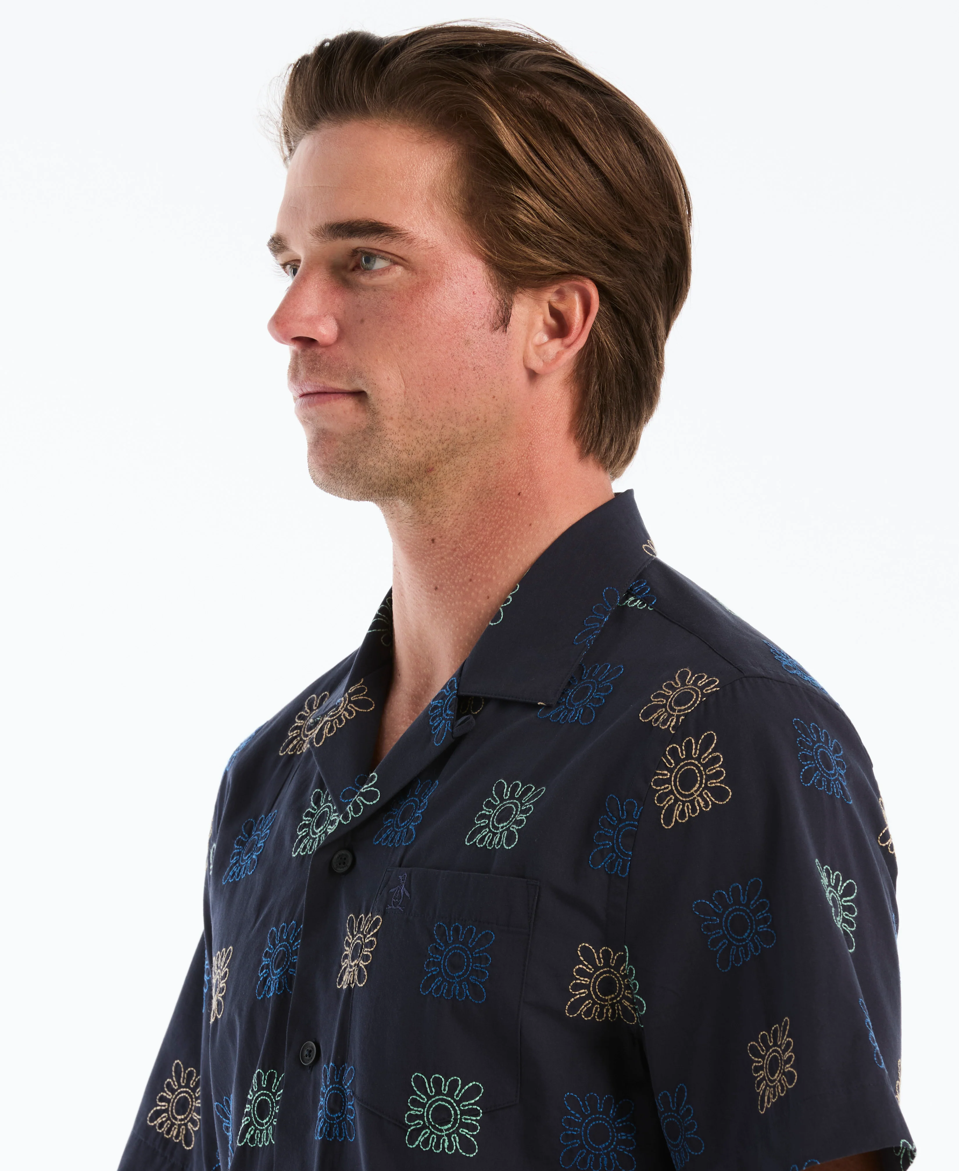 Embroidered Button-Up Camp Shirt - Image 3