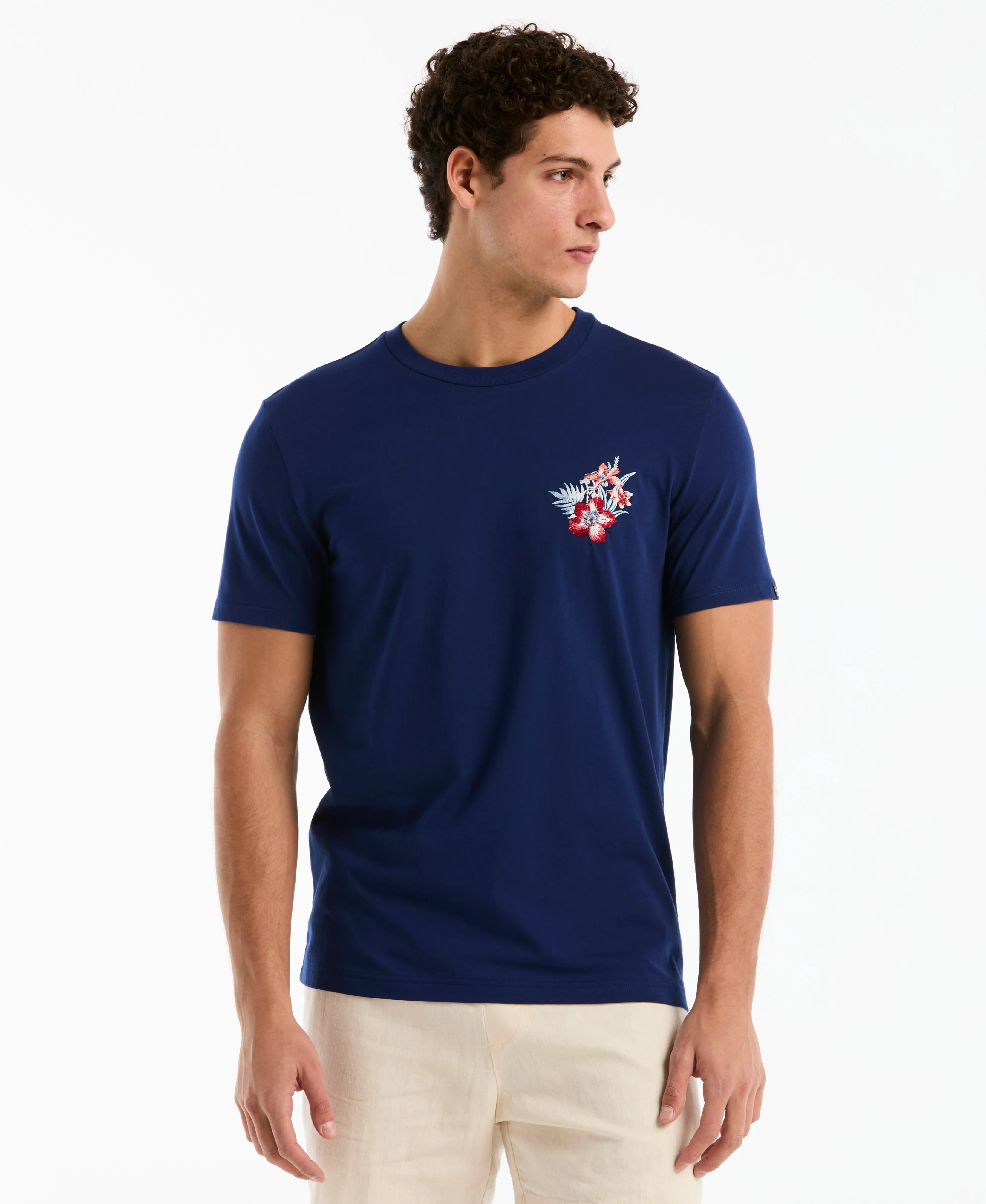 Embroidered Floral Graphic Tee