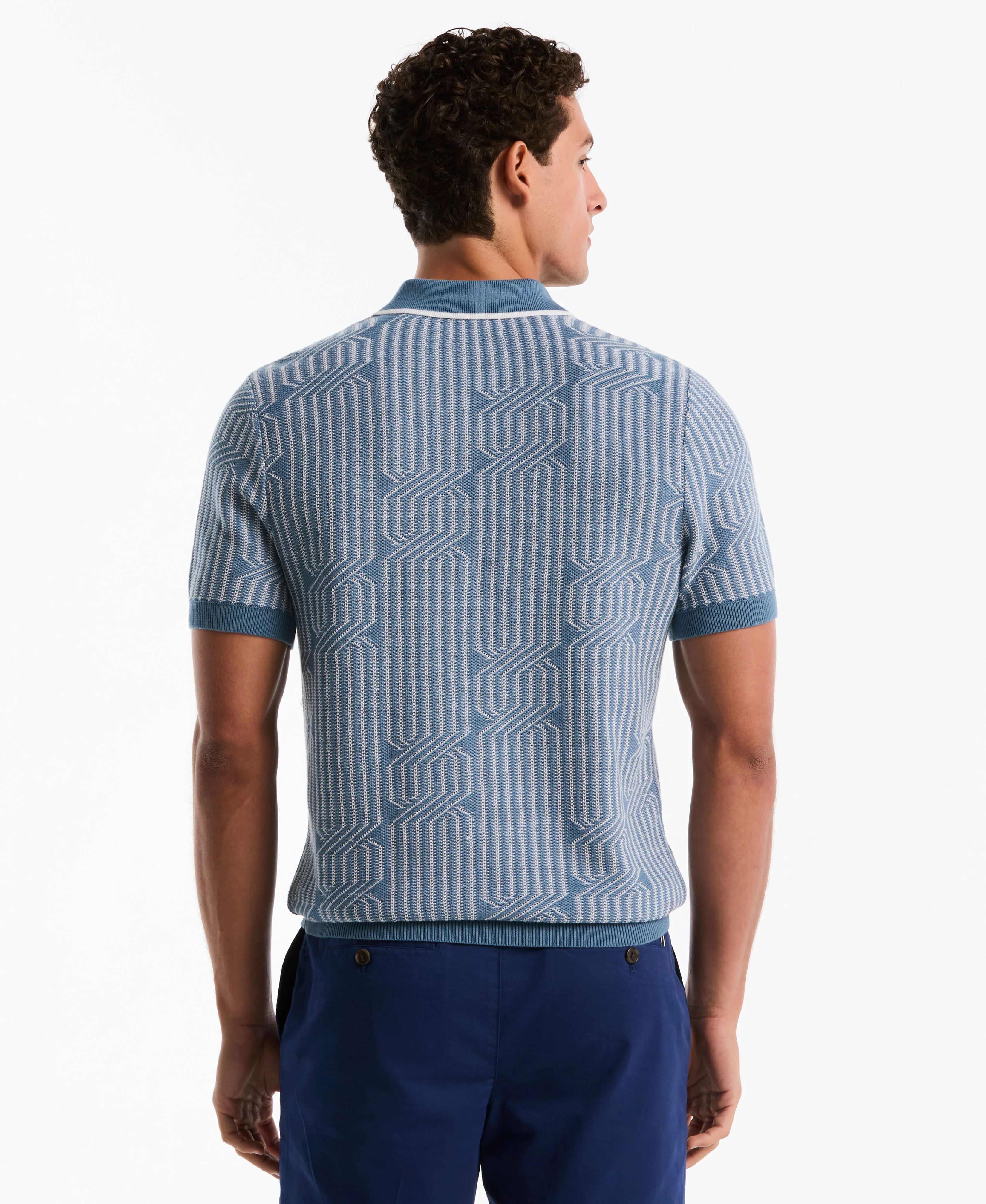 Geo Cable Quarter-Zip Sweater Polo - Image 2