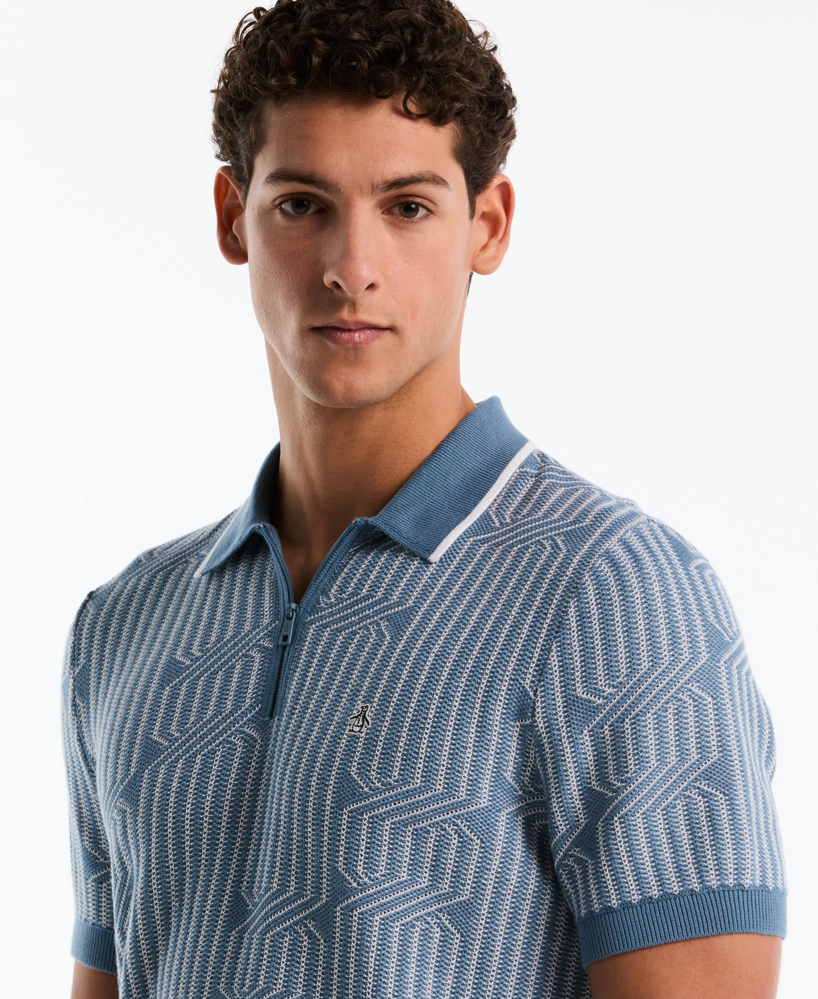 Geo Cable Quarter-Zip Sweater Polo - Image 3