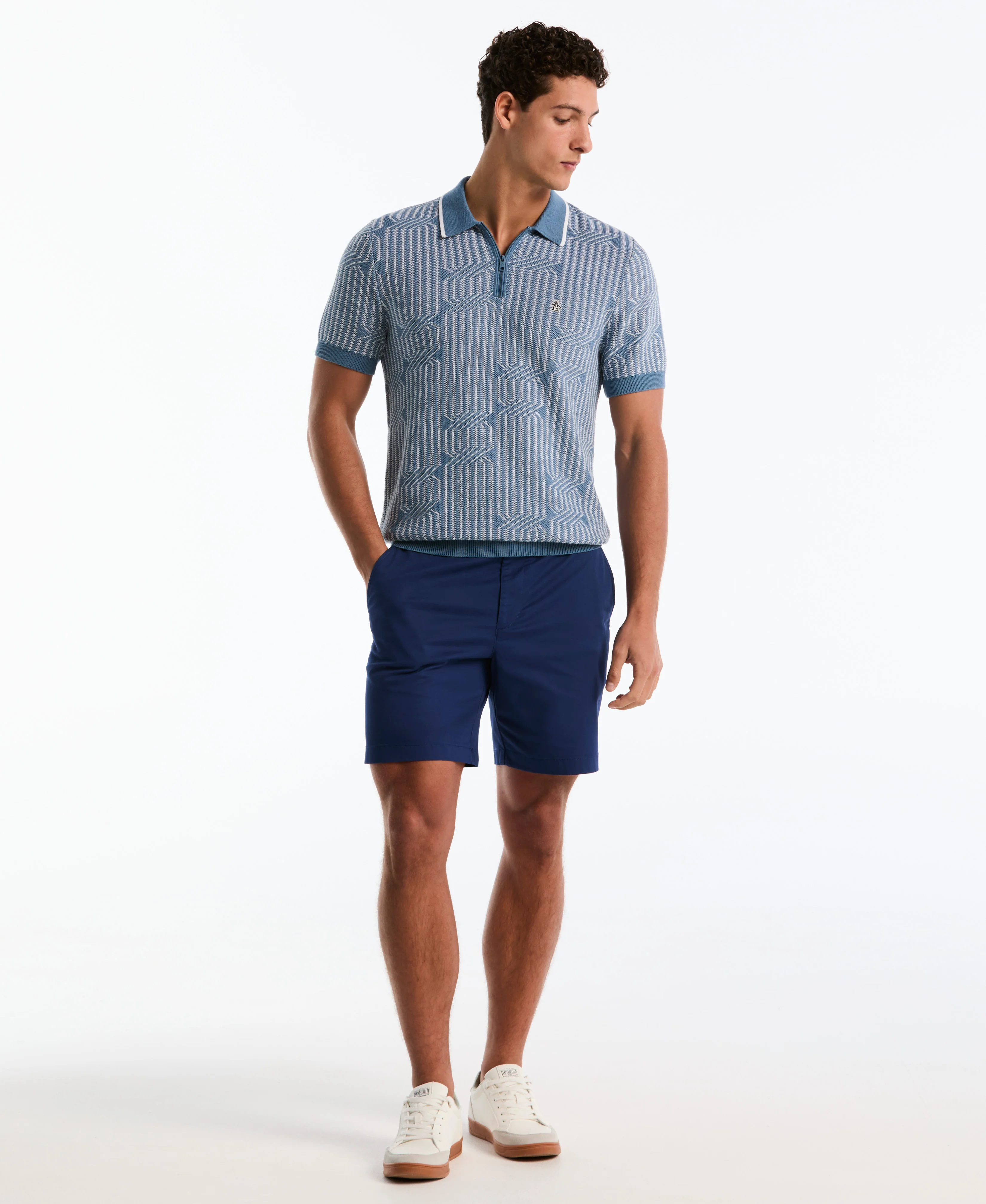Geo Cable Quarter-Zip Sweater Polo - Image 4