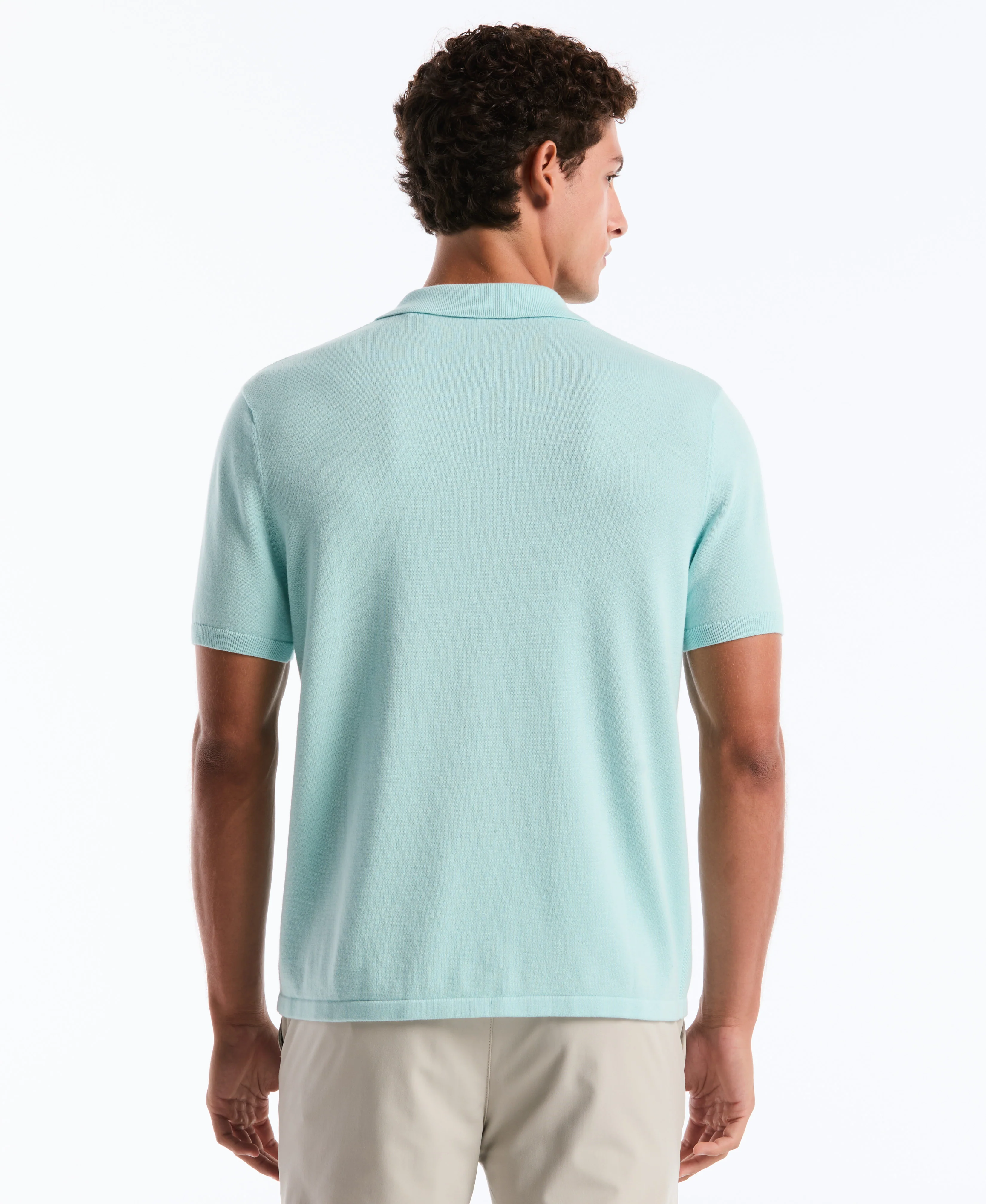 Honeycomb Button-Up Sweater Polo - Image 6