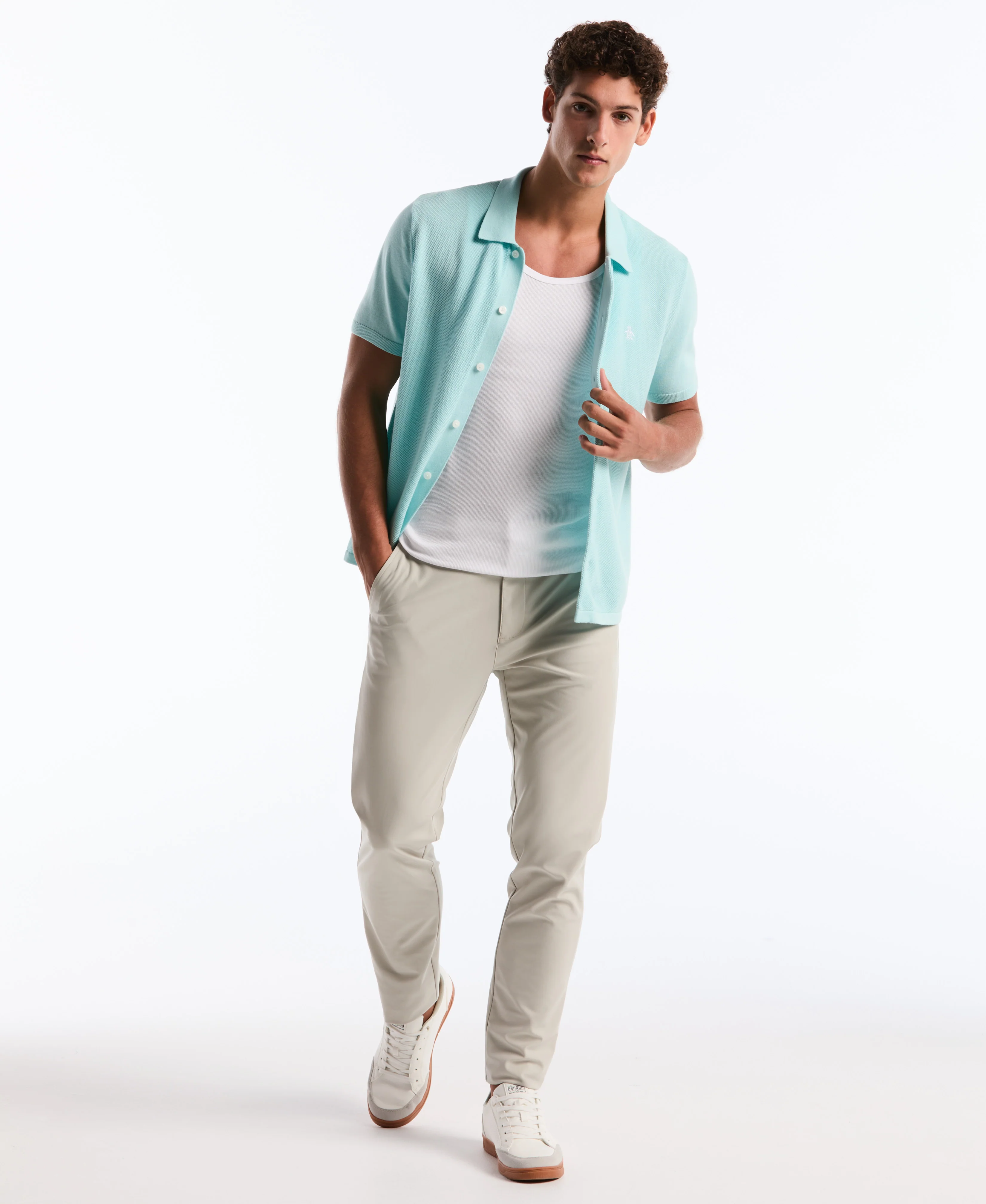 Honeycomb Button-Up Sweater Polo - Image 8