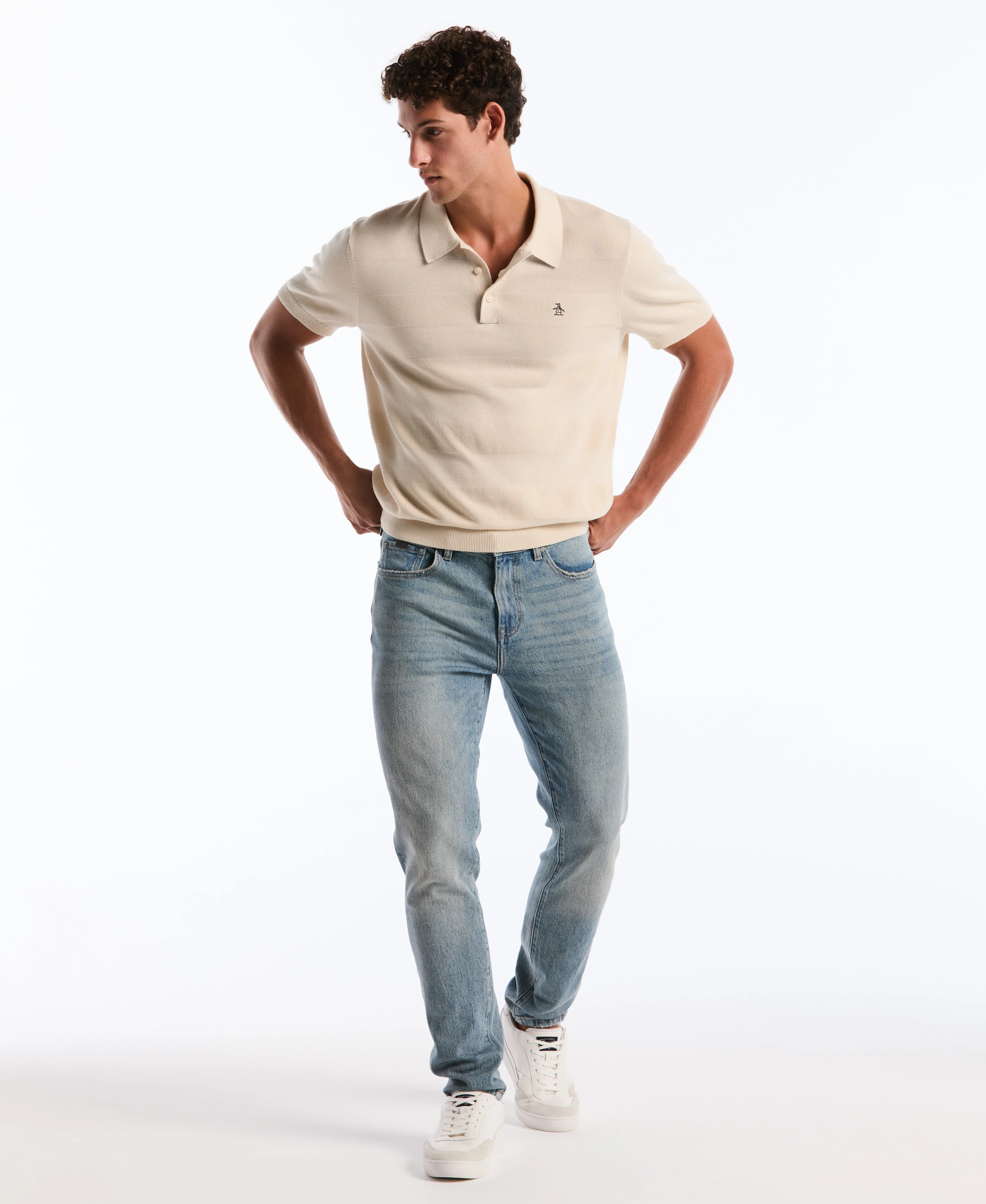Honeycomb Stripe Stitch Sweater Polo - Image 10