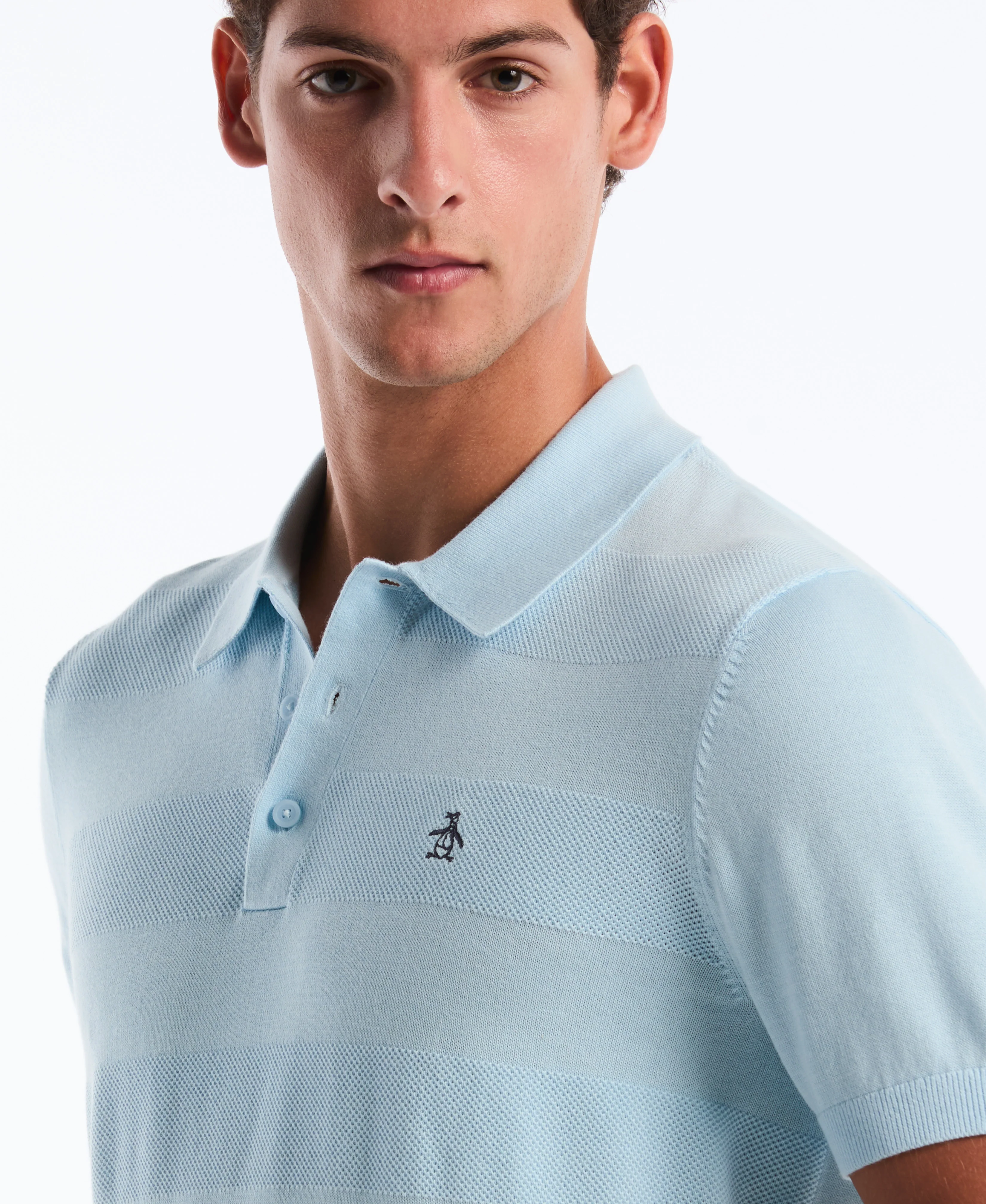 Honeycomb Stripe Stitch Sweater Polo - Image 3