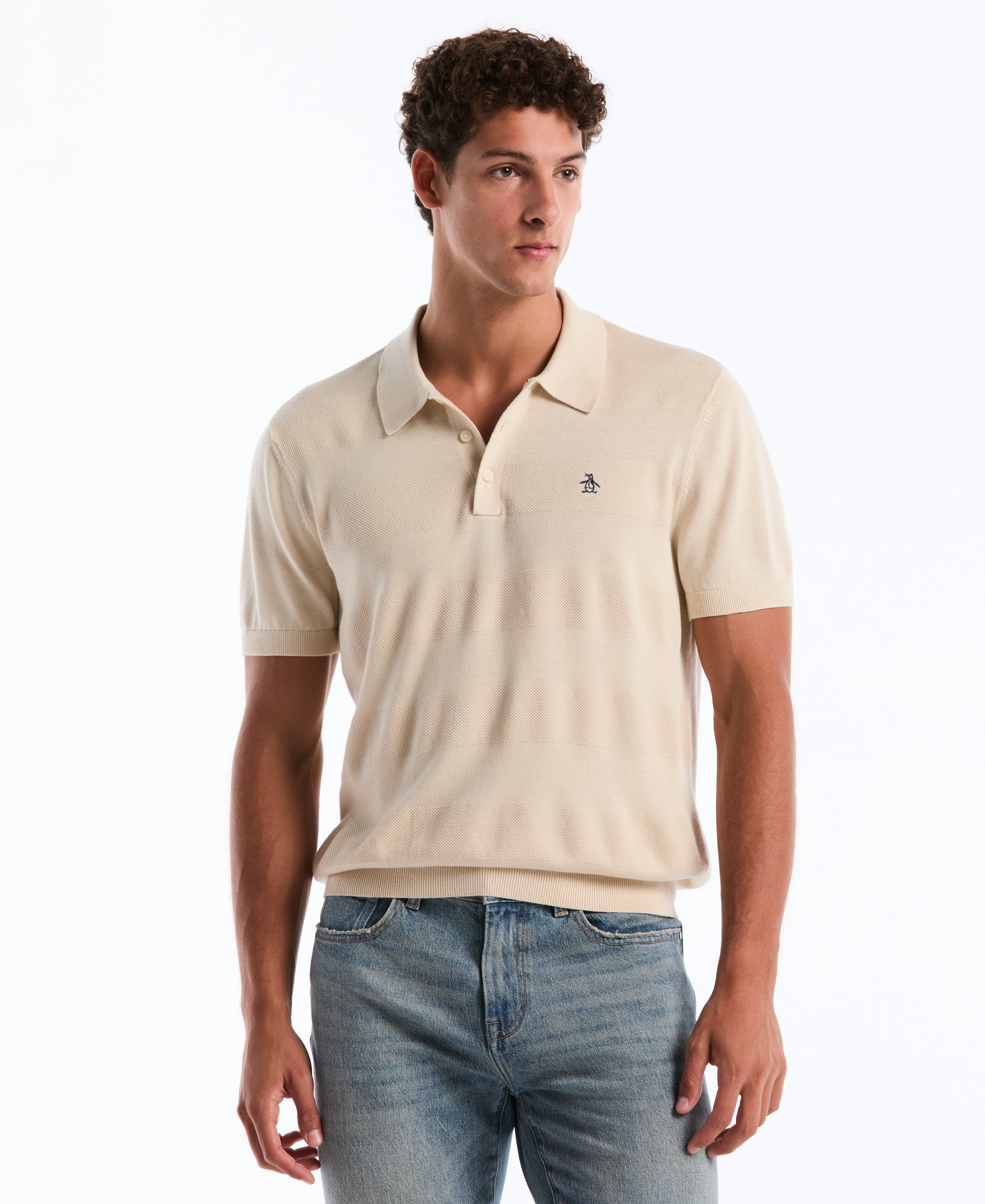 Honeycomb Stripe Stitch Sweater Polo - Image 6