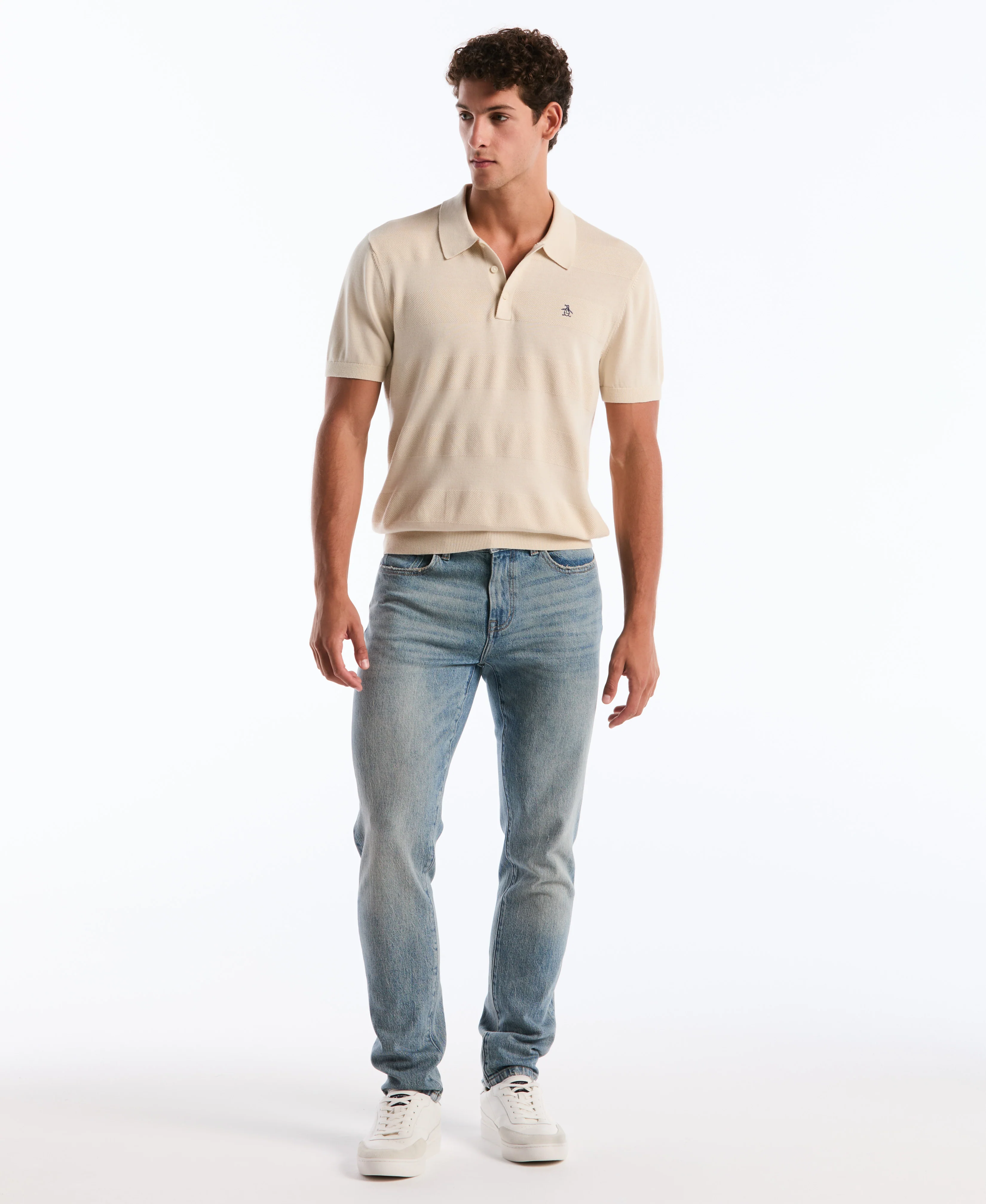 Honeycomb Stripe Stitch Sweater Polo - Image 9