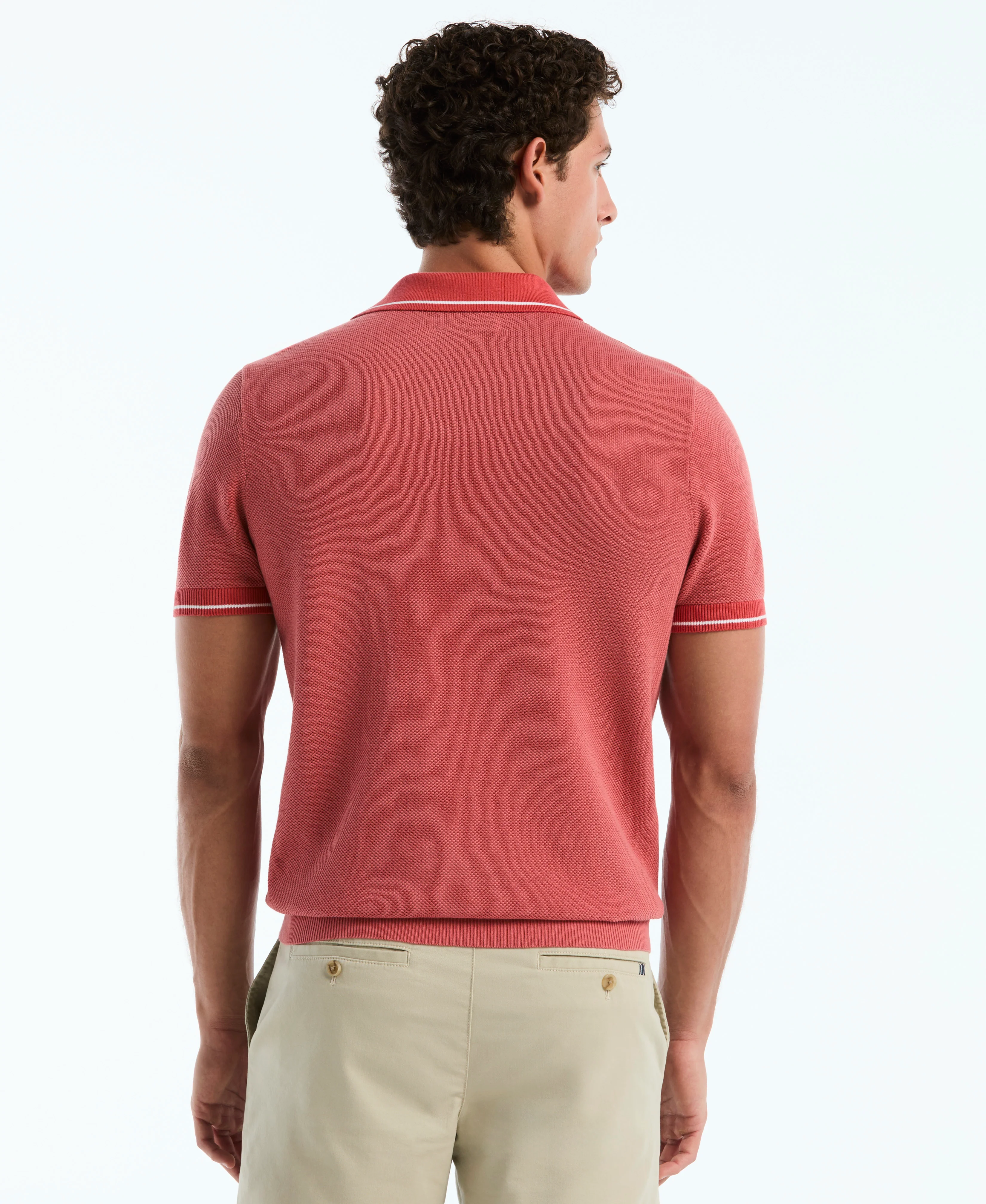 Cotton Honeycomb Sweater Polo - Image 10