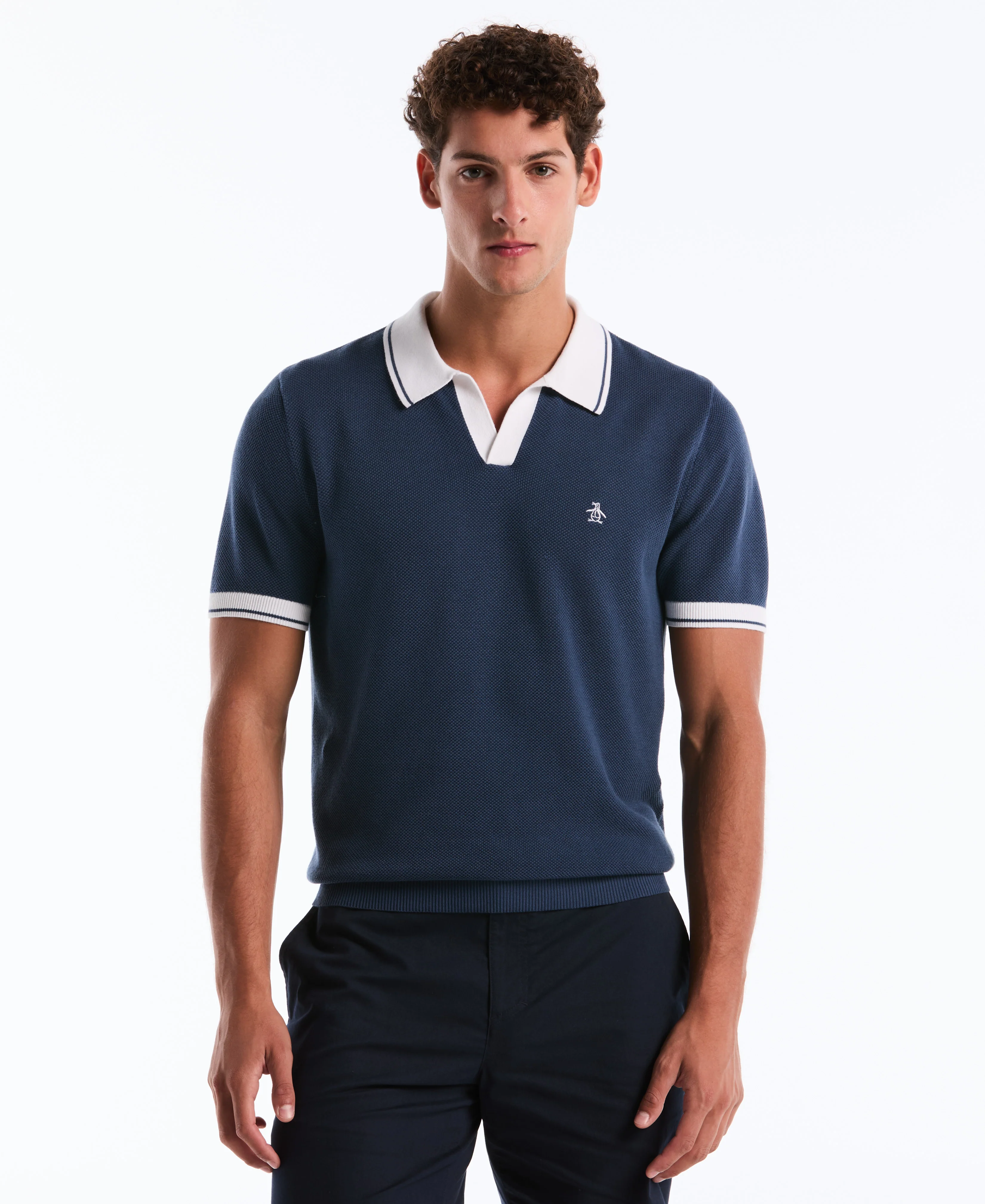 Cotton Honeycomb Sweater Polo - Image 13
