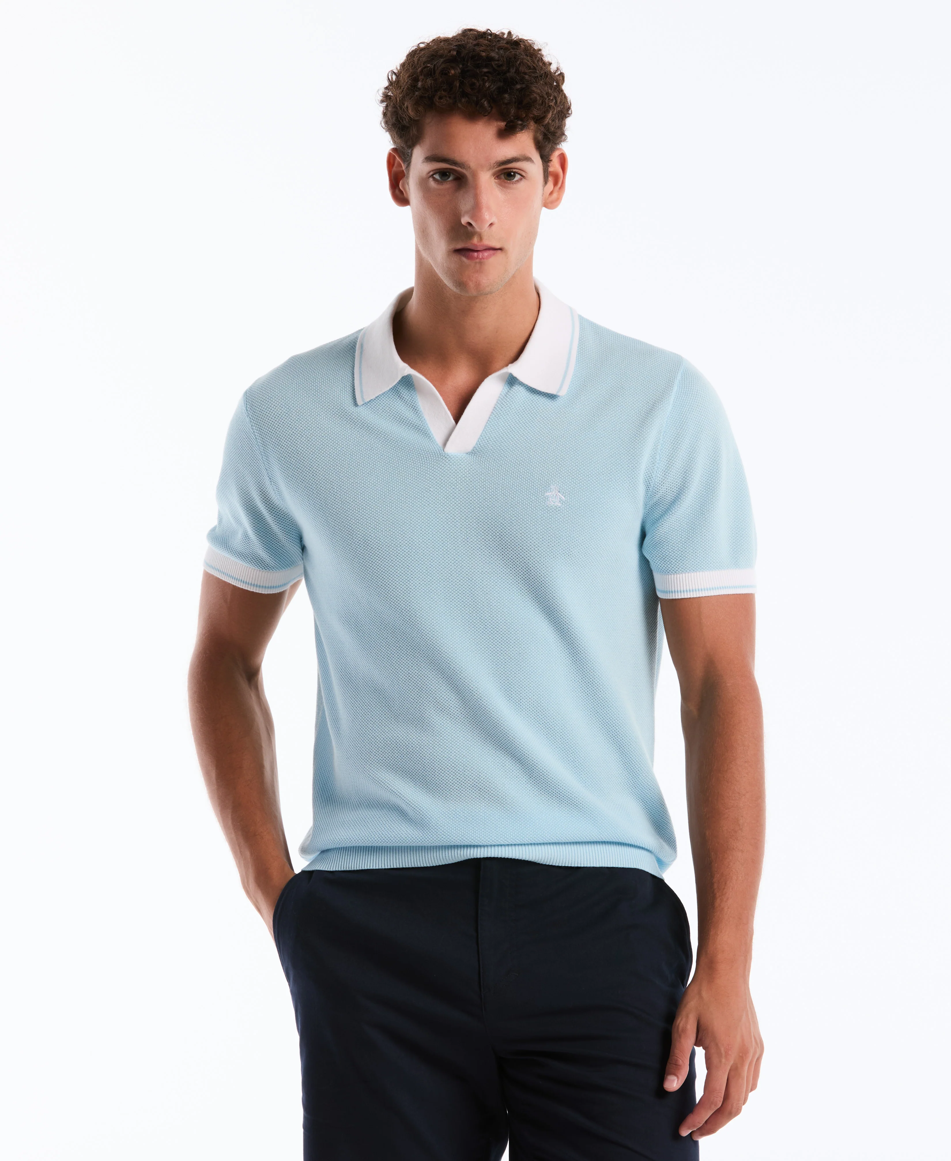 Cotton Honeycomb Sweater Polo - Image 17