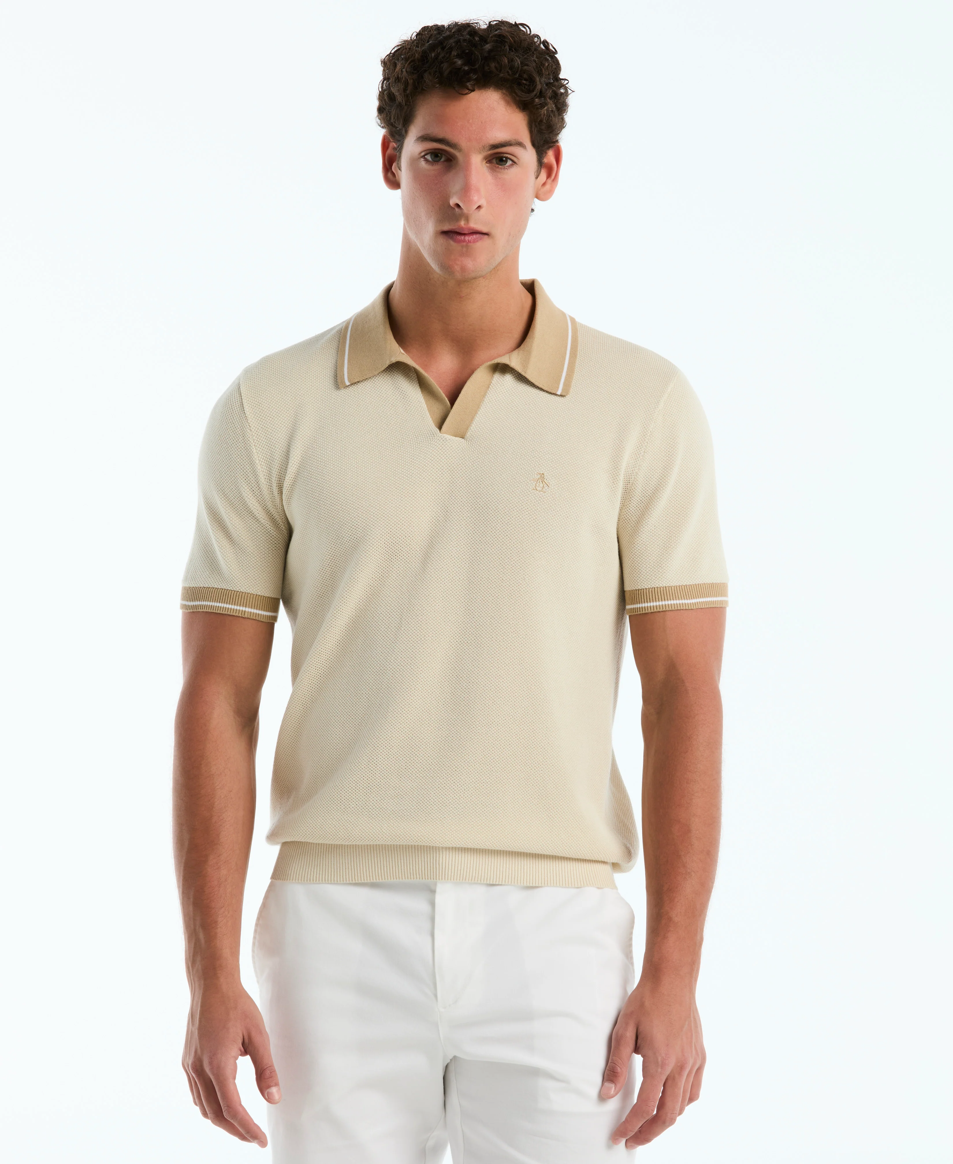 Cotton Honeycomb Sweater Polo - Image 5