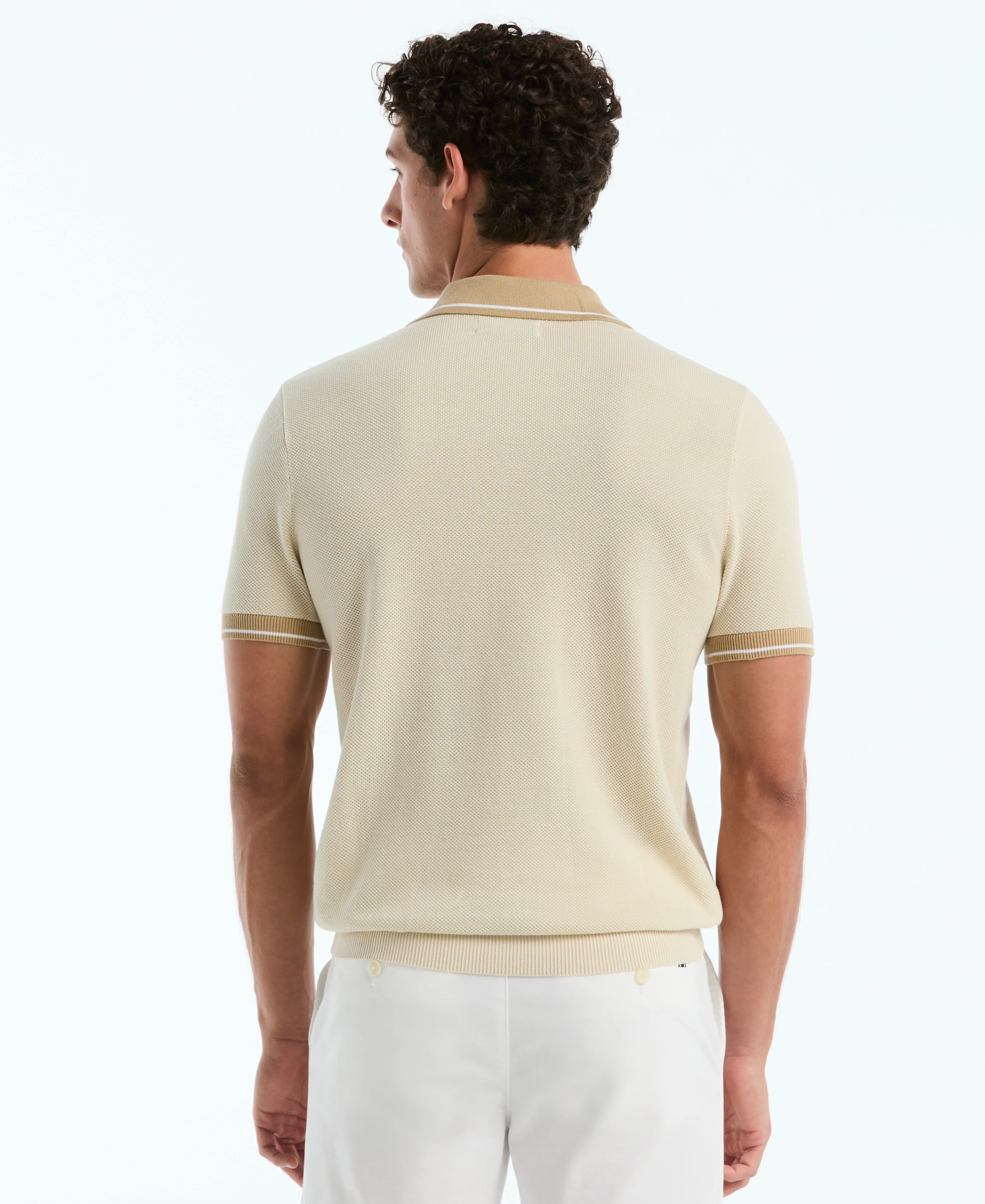 Cotton Honeycomb Sweater Polo - Image 6
