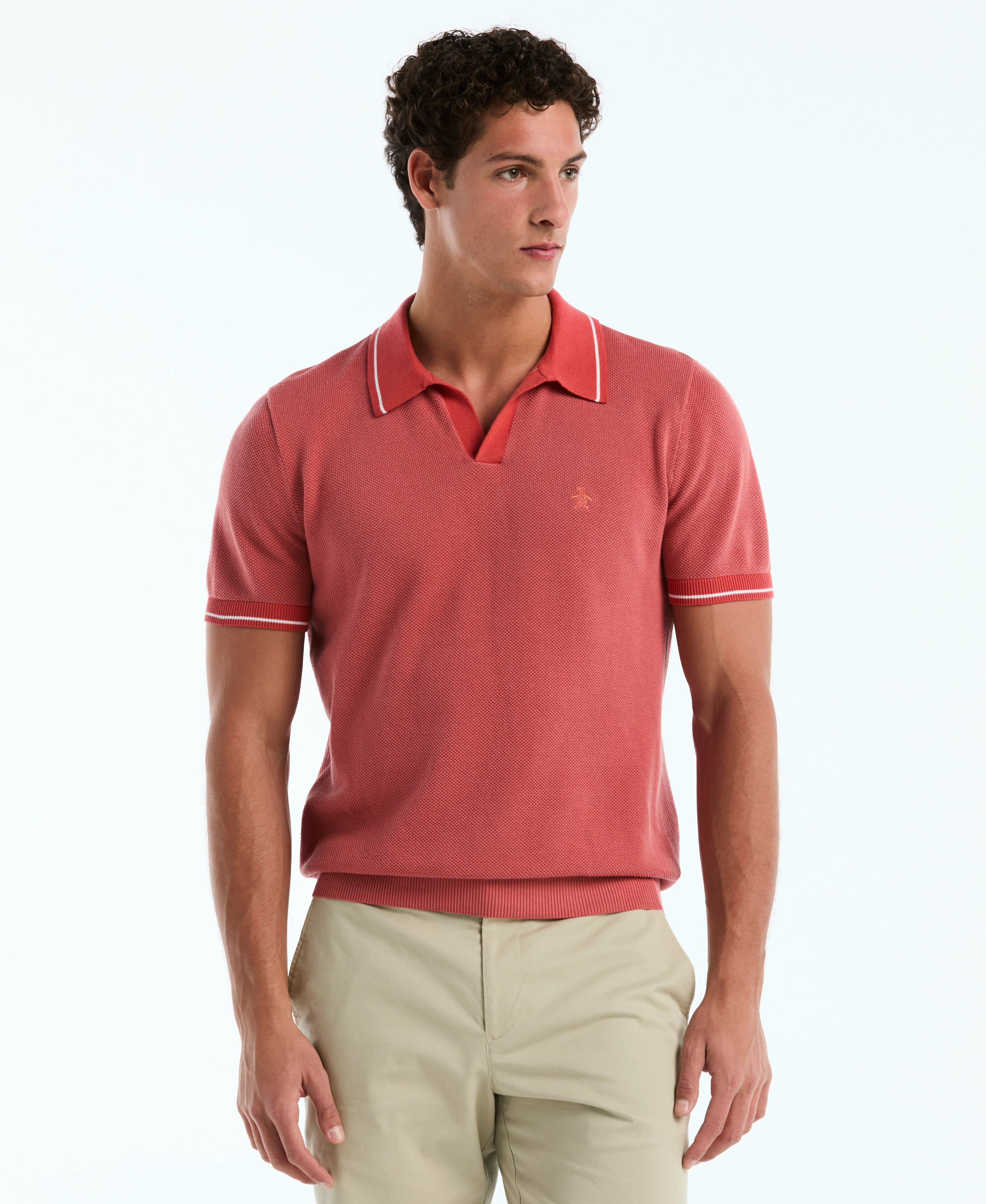 Cotton Honeycomb Sweater Polo - Image 9