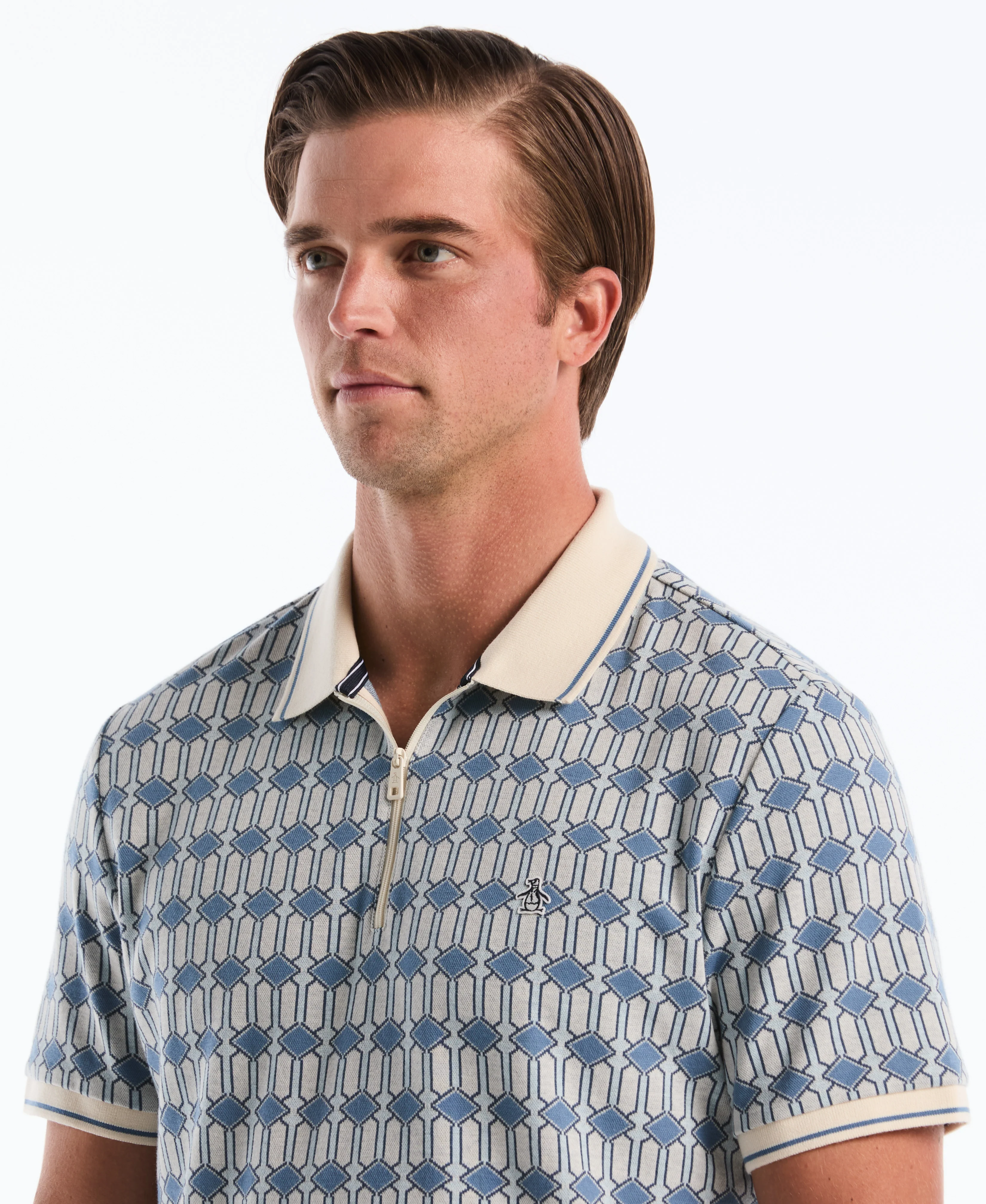 Jacquard Deco Quarter Zip Polo - Image 3