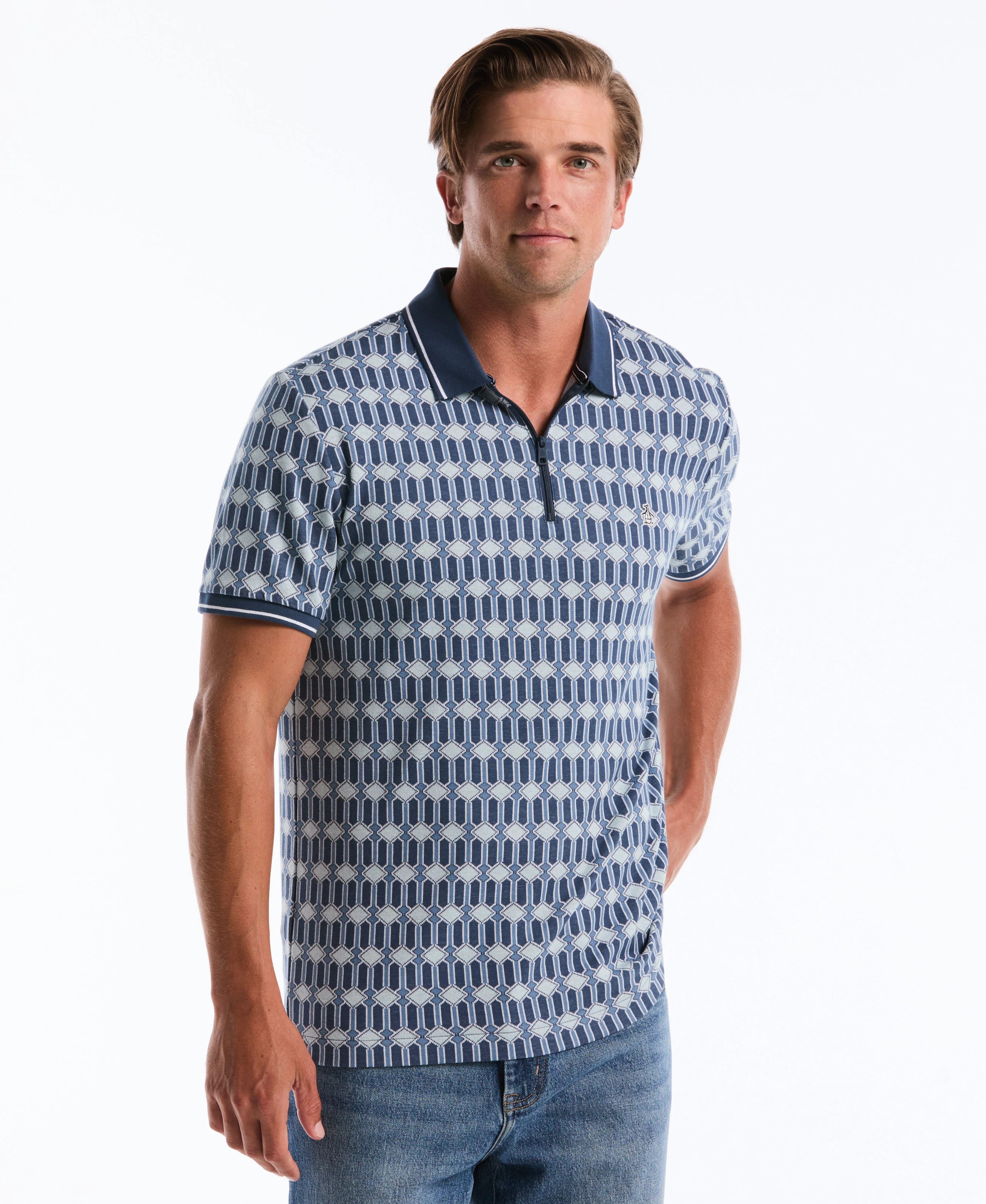 Jacquard Deco Quarter Zip Polo - Image 5