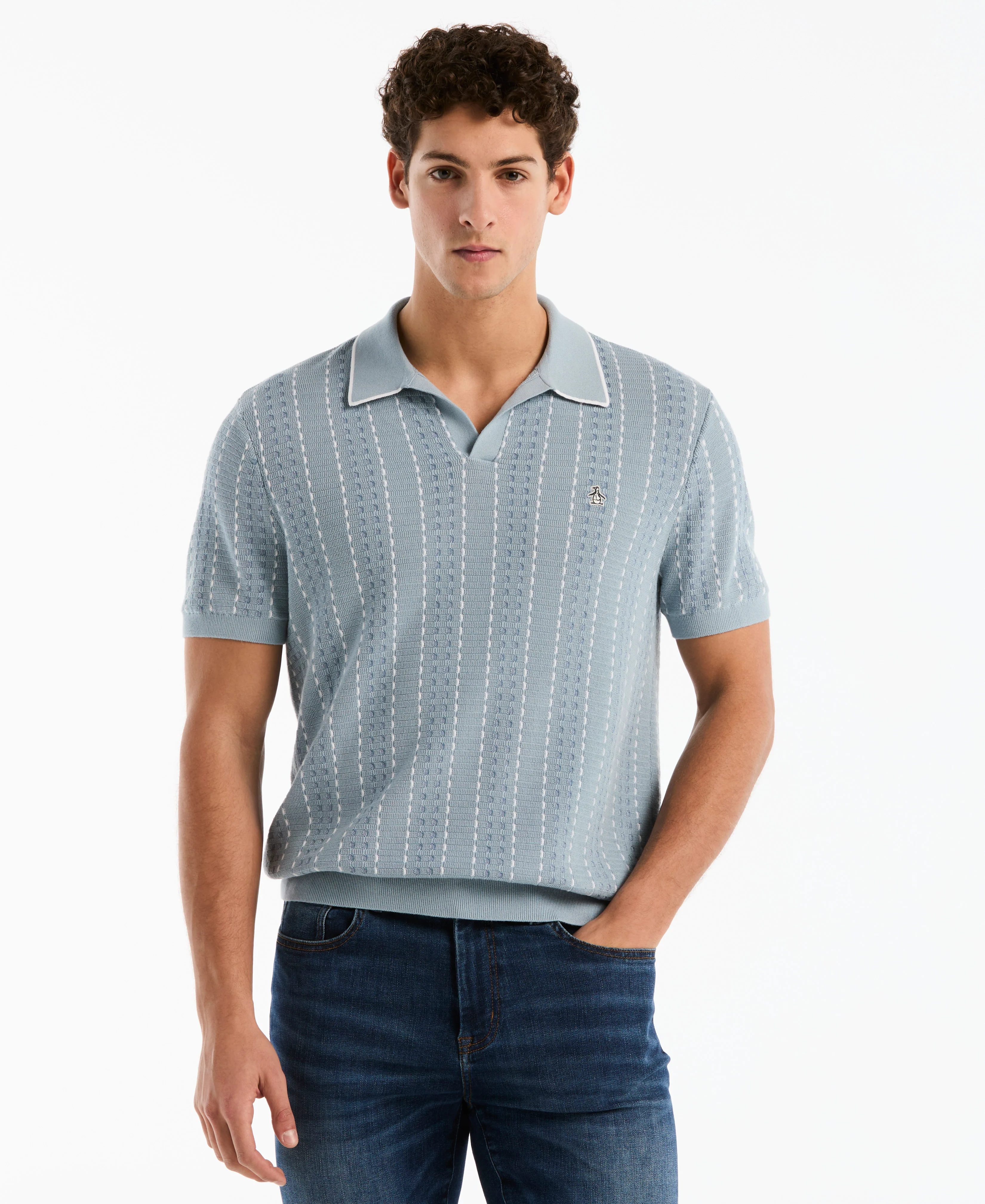 Johnny Collar Striped Sweater Polo
