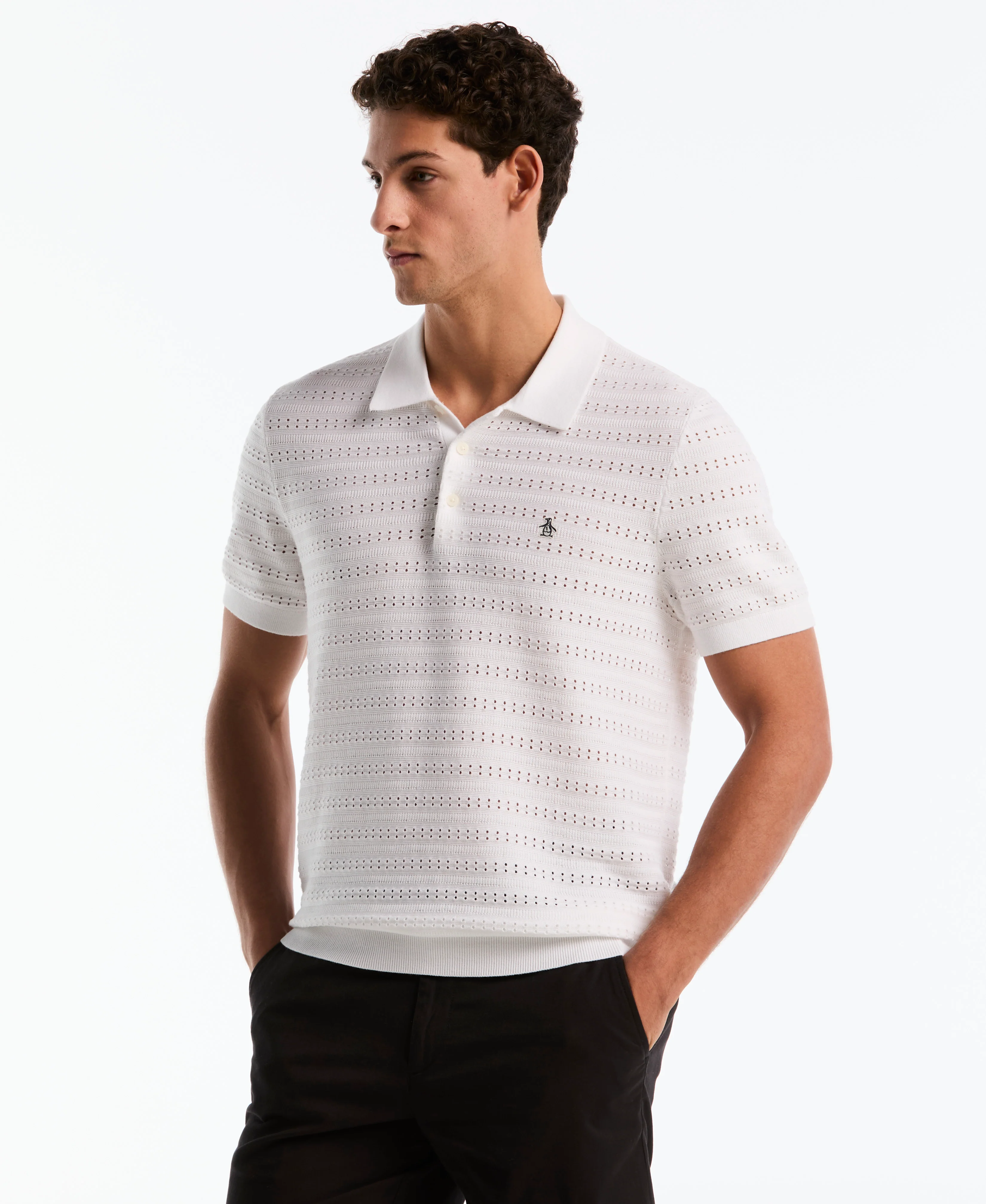 Jacquard Pointelle Sweater Polo