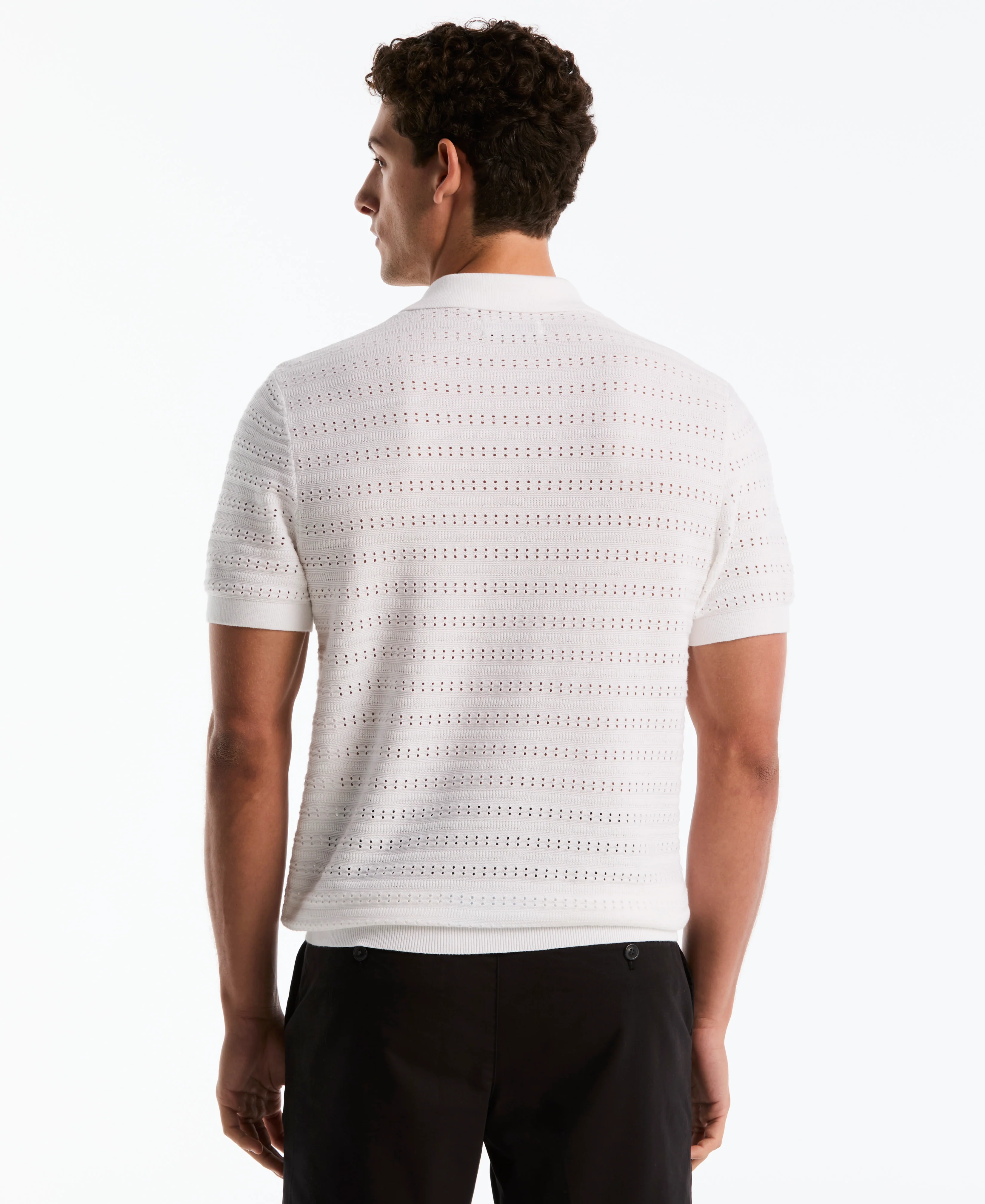Jacquard Pointelle Sweater Polo - Image 2