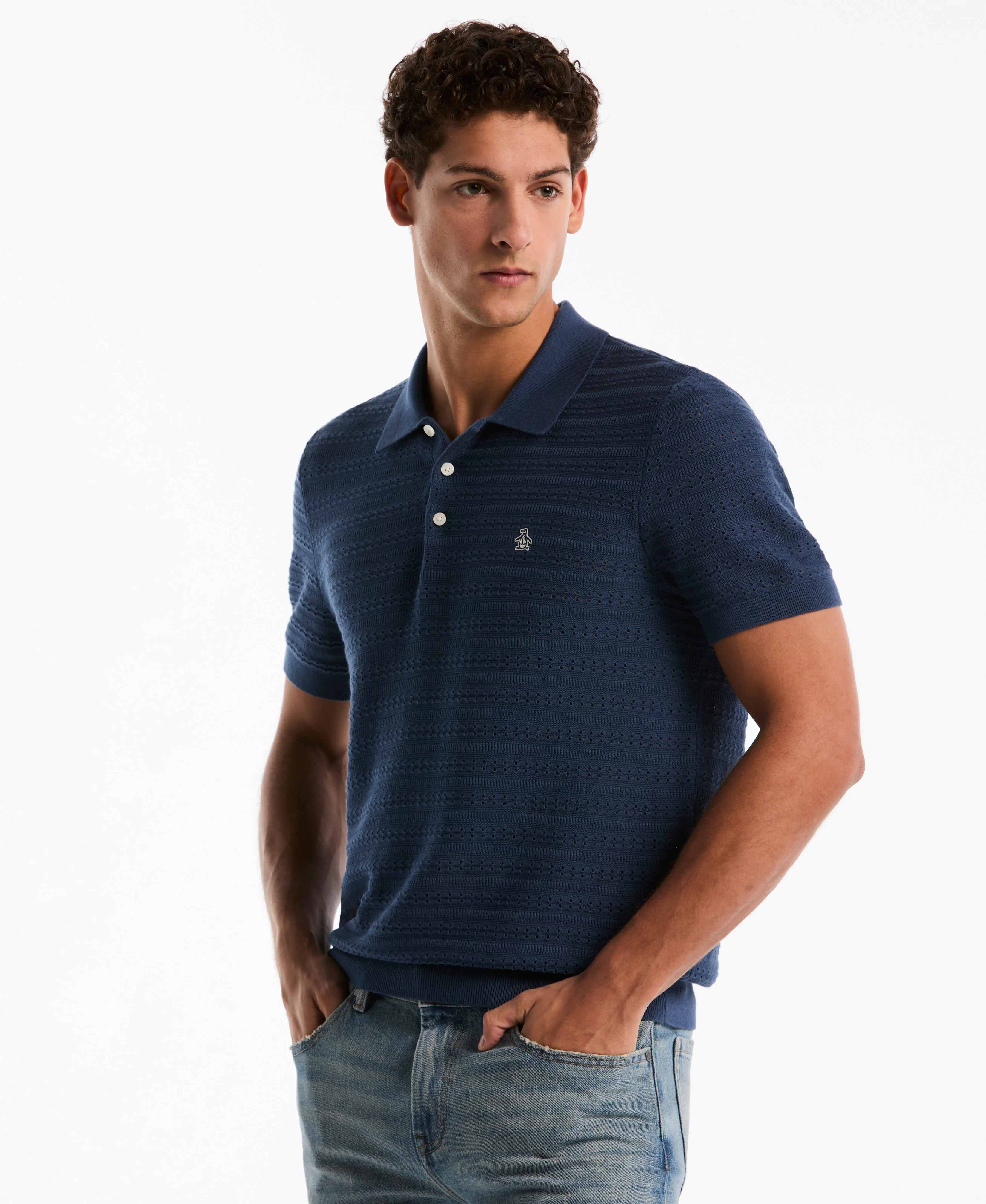 Jacquard Pointelle Sweater Polo - Image 5