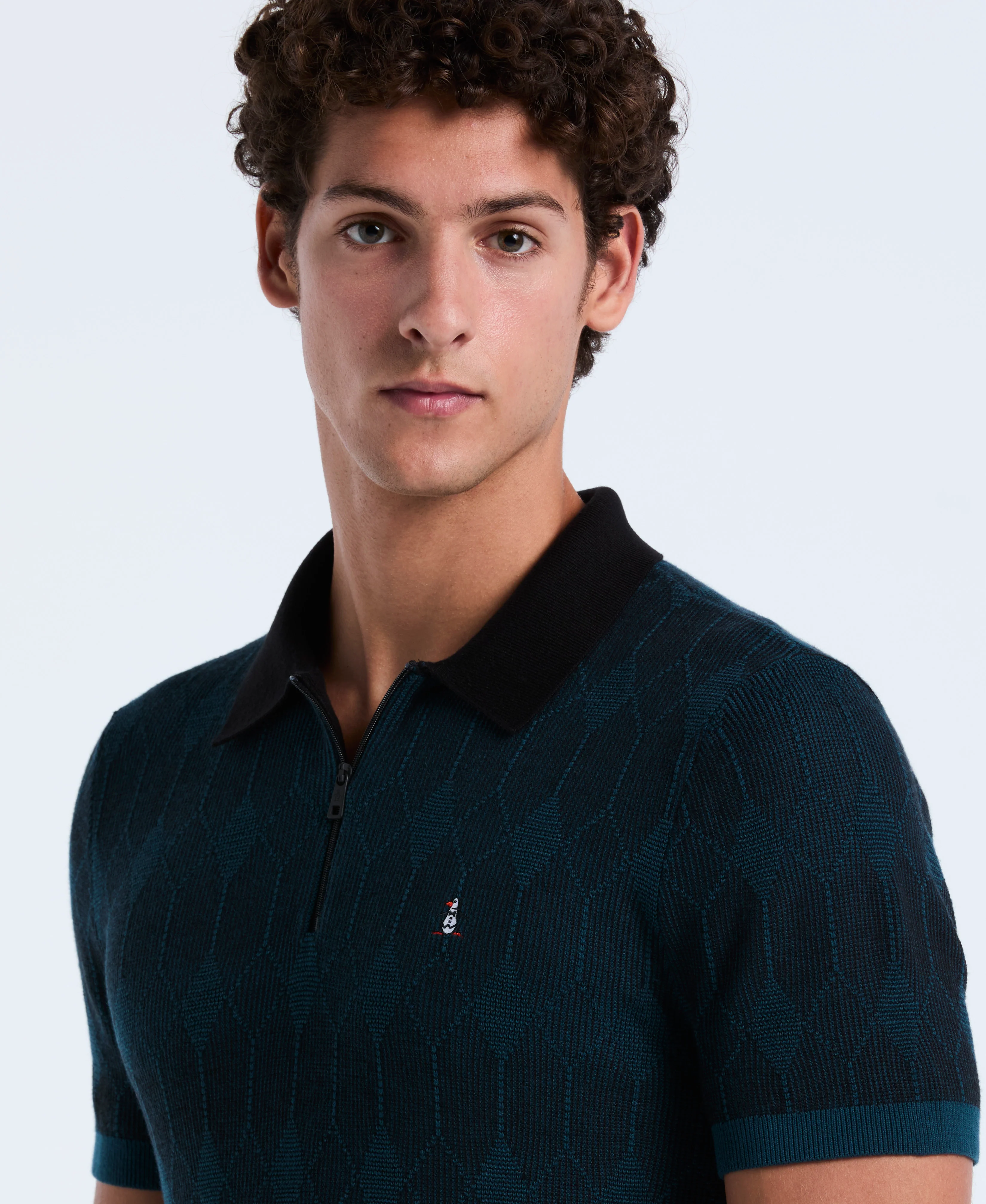 Quarter Zip Jacquard Sweater Polo - Image 3