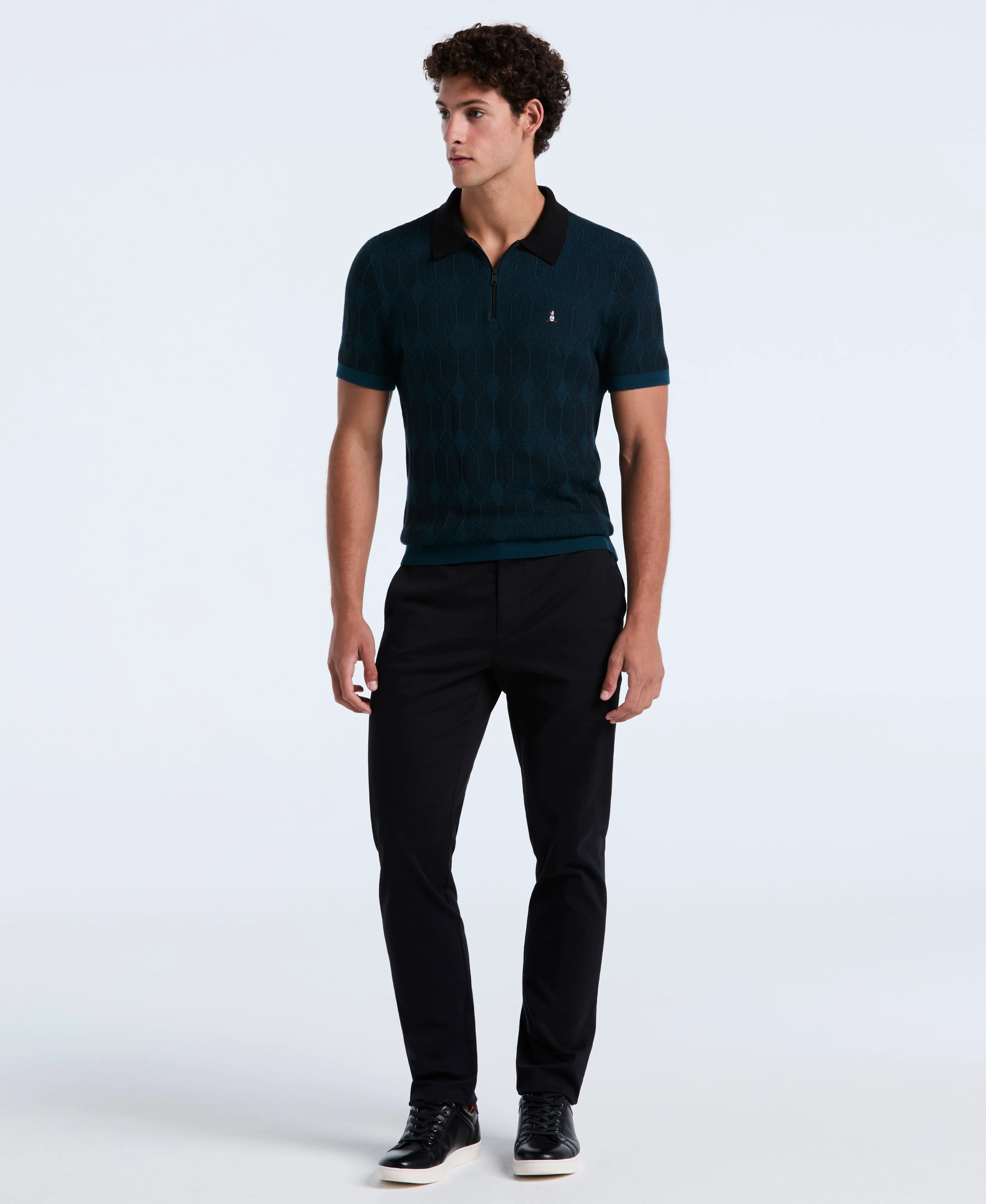 Quarter Zip Jacquard Sweater Polo - Image 4